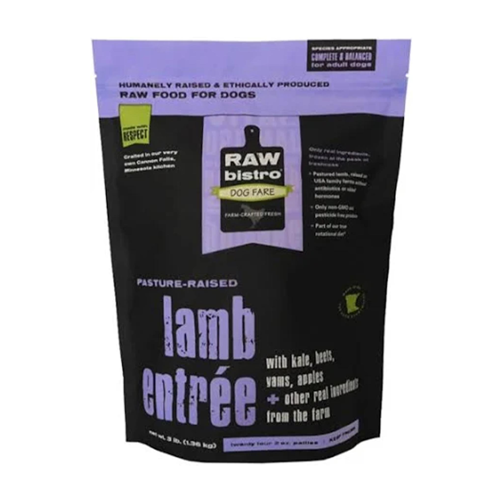 Raw Bistro Frozen Lamb Entree - Premium Grain-Free Dog Food for All Breeds - Perfect for Mealtime, Training Treats & Special Occasions