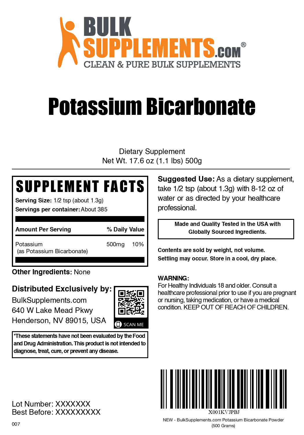 Premium Potassium Bicarbonate Powder - 100% Pure Food Grade - Baking, pH Balancing & Health Supplement - Ideal for Cooking, Gardening & Wellness
