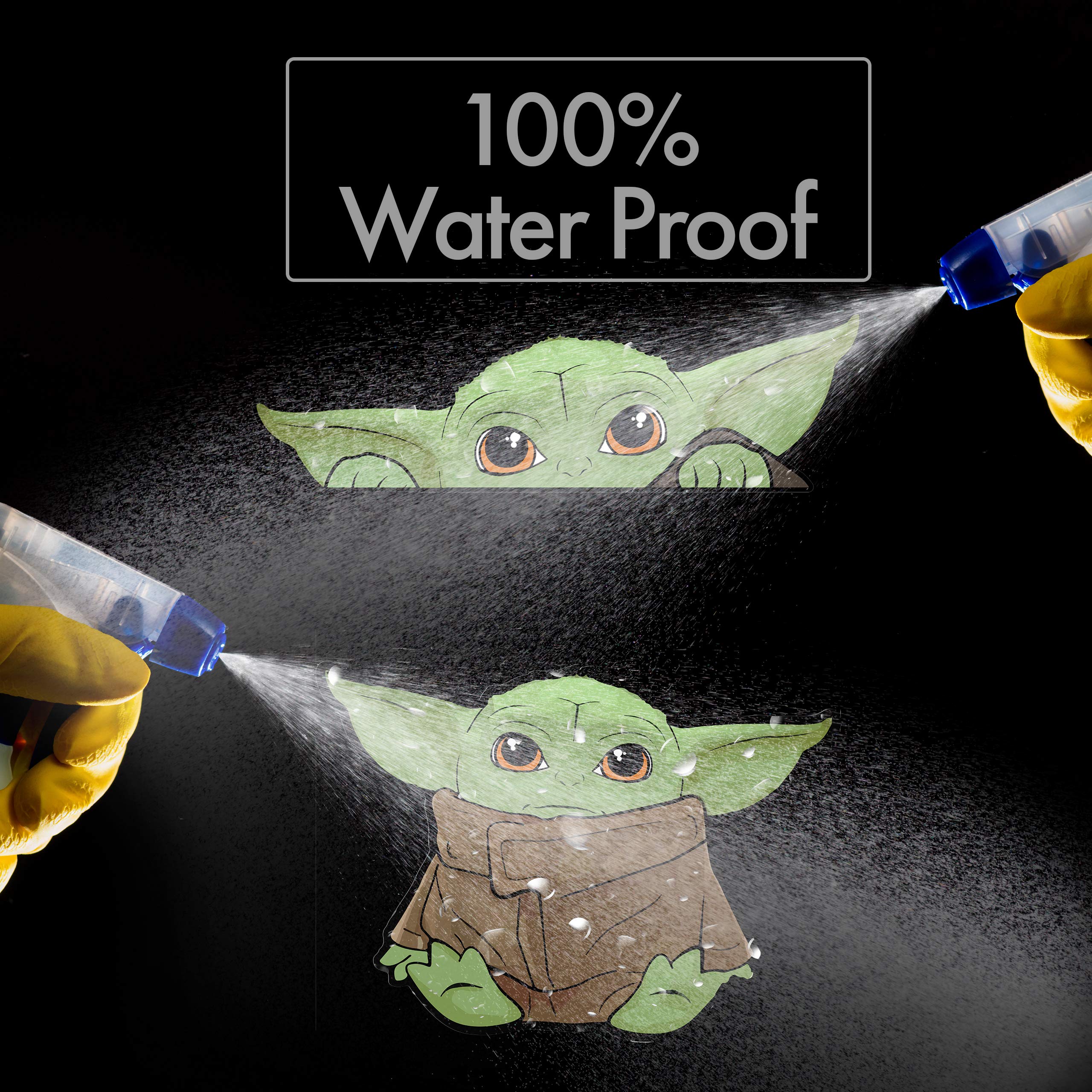 4 Pack Baby Yoda Vinyl Stickers - Waterproof Decals for Car, Laptop, Luggage, Skateboard & Bike - The Mandalorian Inspired Window Decor - Perfect for Star Wars Fans & Gift Giving