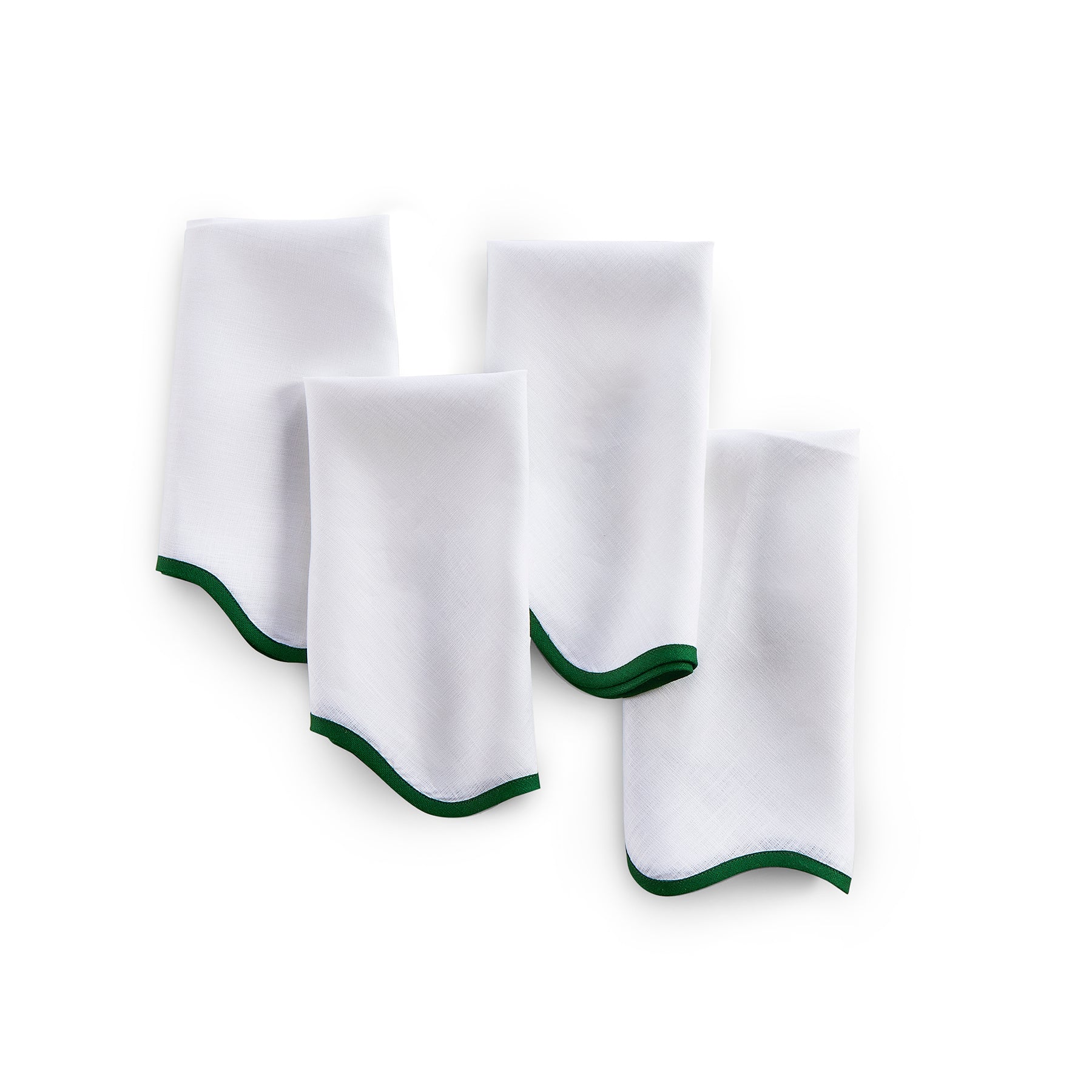 Giselle Scallop Edge Napkins - Set of 4 Premium Linen Dinner Napkins for Wedding, Party & Holiday Table Decor