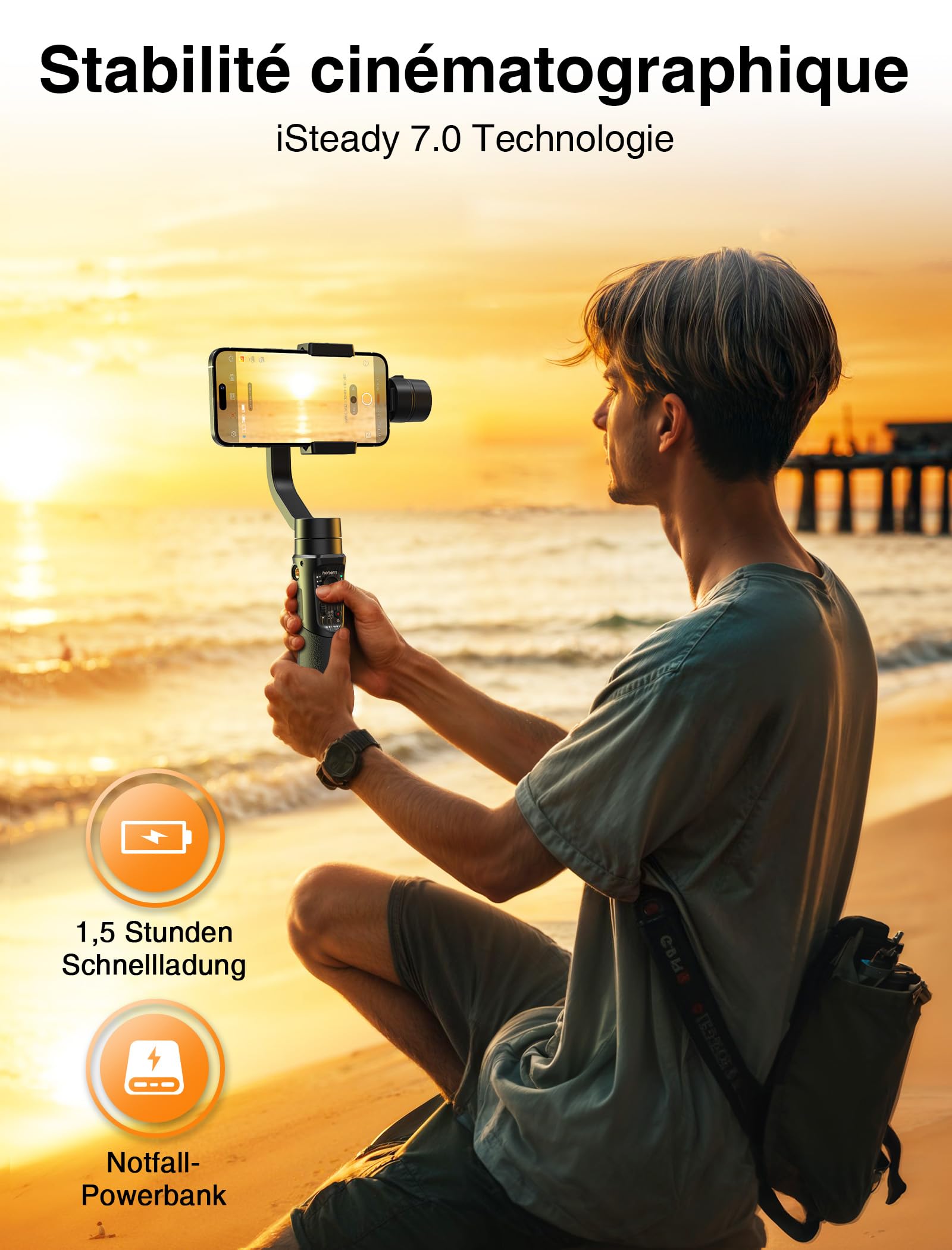 Hohem iSteady Mobile+ 2024 3-Axis Smartphone Gimbal Stabilizer for iPhone 15/14/13/XR, Samsung Galaxy & Huawei - Up to 280g Payload, Portable with App Control - Perfect for Vlogging, Live Streaming & Smooth Video Recording