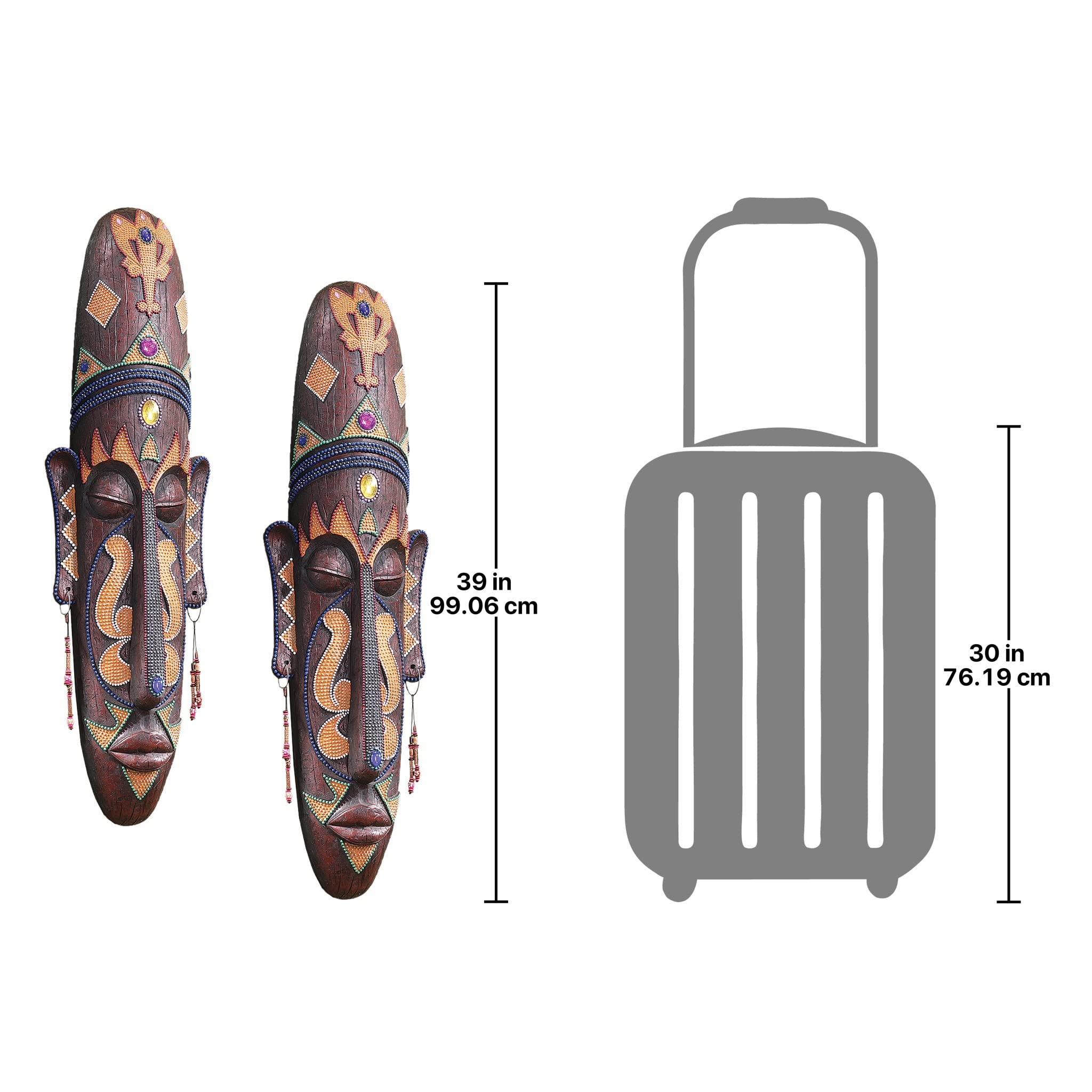 Design Toscano Grand Scale Tribal Wall Mask Set of 2 - Handcrafted African-Inspired Home Decor for Living Room, Bedroom & Entryway