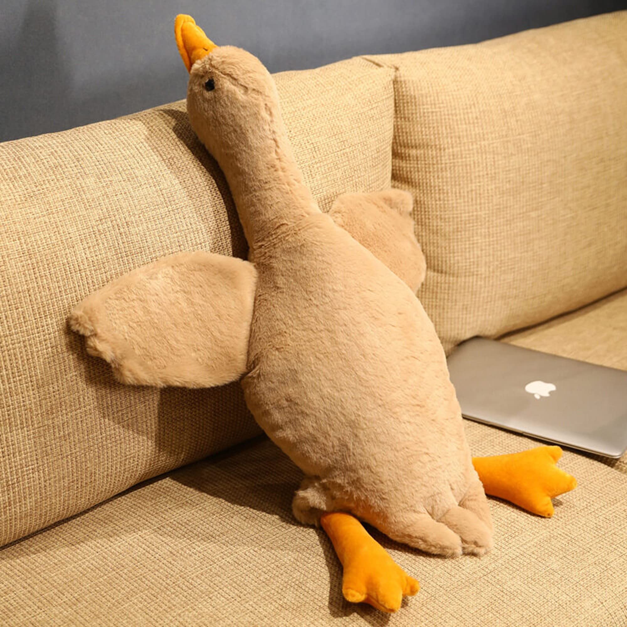 35 Inch Giant Duck Plush Body Pillow - Soft Grey Stuffed Animal for Adults & Kids (90 cm) | Perfect for Cuddling, Bedroom Decor, and Stress Relief