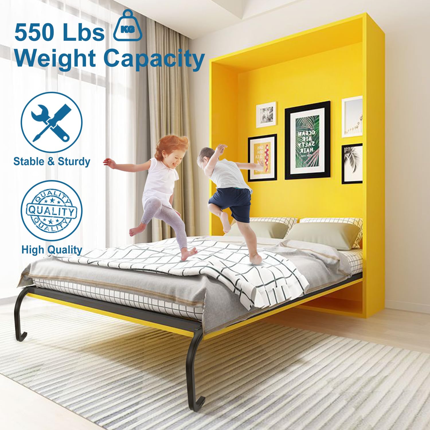TOPOWN Queen Size Deluxe Murphy Bed Kit - Vertical Wall Mount DIY Hardware Set for Space Saving | Perfect for Small Apartments, Guest Rooms & Home Offices