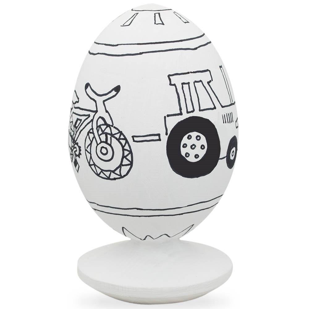 Unfinished Wooden Egg Figurines - DIY Craft Blanks for Bike, Car & Tractor - Perfect for Painting, Decorating, and Kids' Art Projects