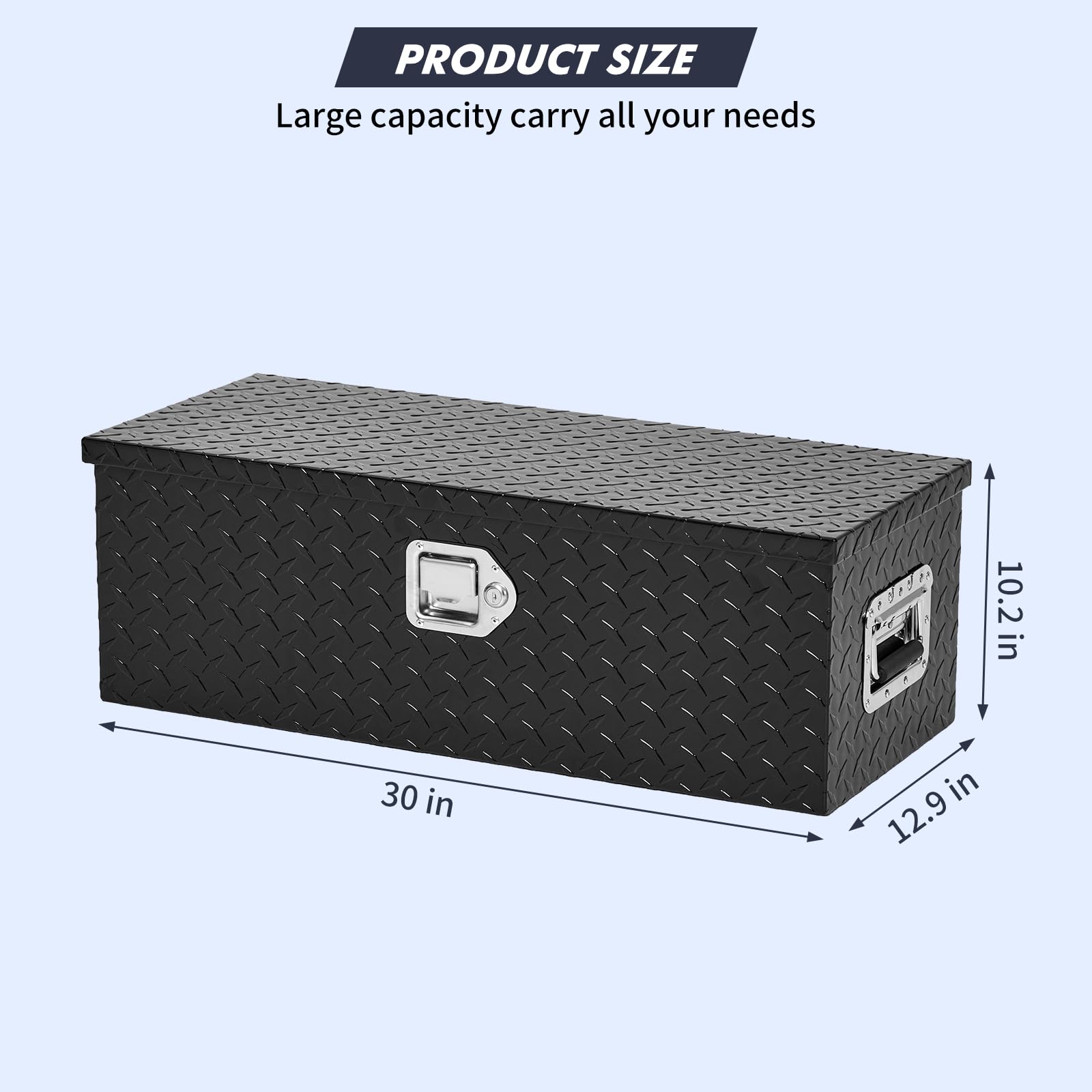 GARVEE 30 Inch Heavy Duty Aluminum Truck Bed Tool Box with Sliding Shelf | Diamond Plate Storage Box for Pickup Trucks, RVs & Trailers | Lockable Side Handle Design | Perfect for Road Trips, Camping & Work Site Organization