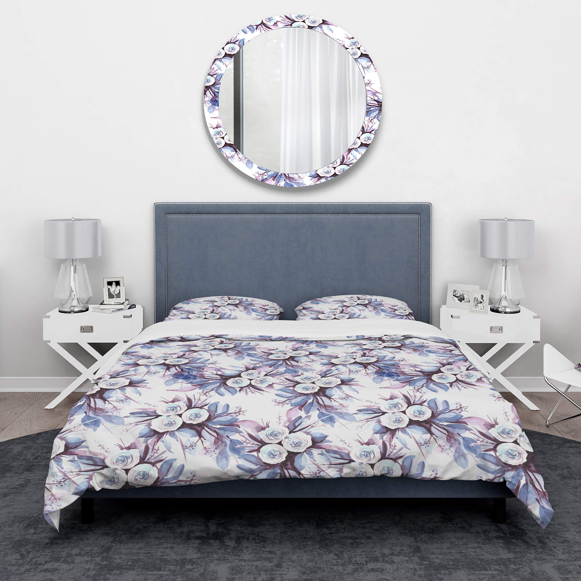 Floral Duvet Cover Set King - Nautical Coastal Bedding for All Seasons