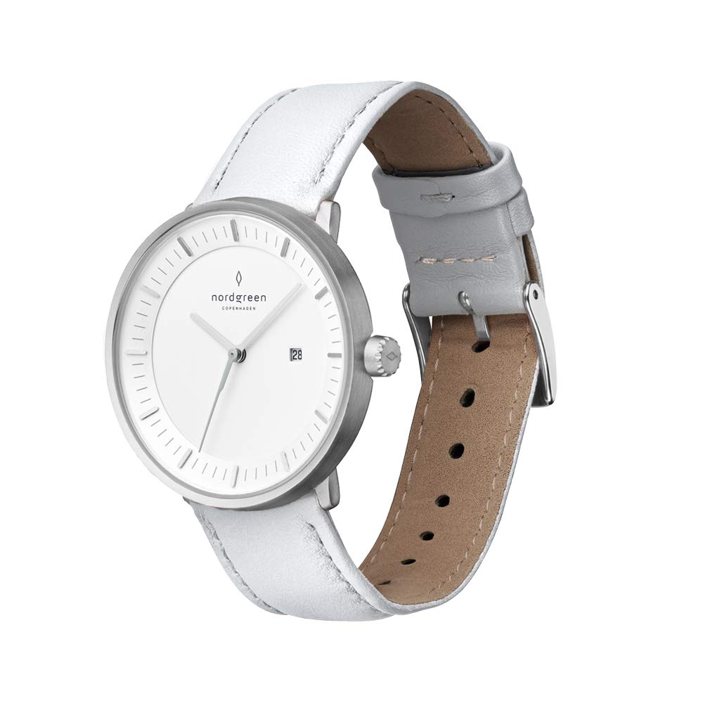 Nordgreen Philosopher Scandinavian Silver Watch - Premium Stainless Steel Watch with Interchangeable Leather & Mesh Straps - Perfect for Business, Casual & Formal Occasions