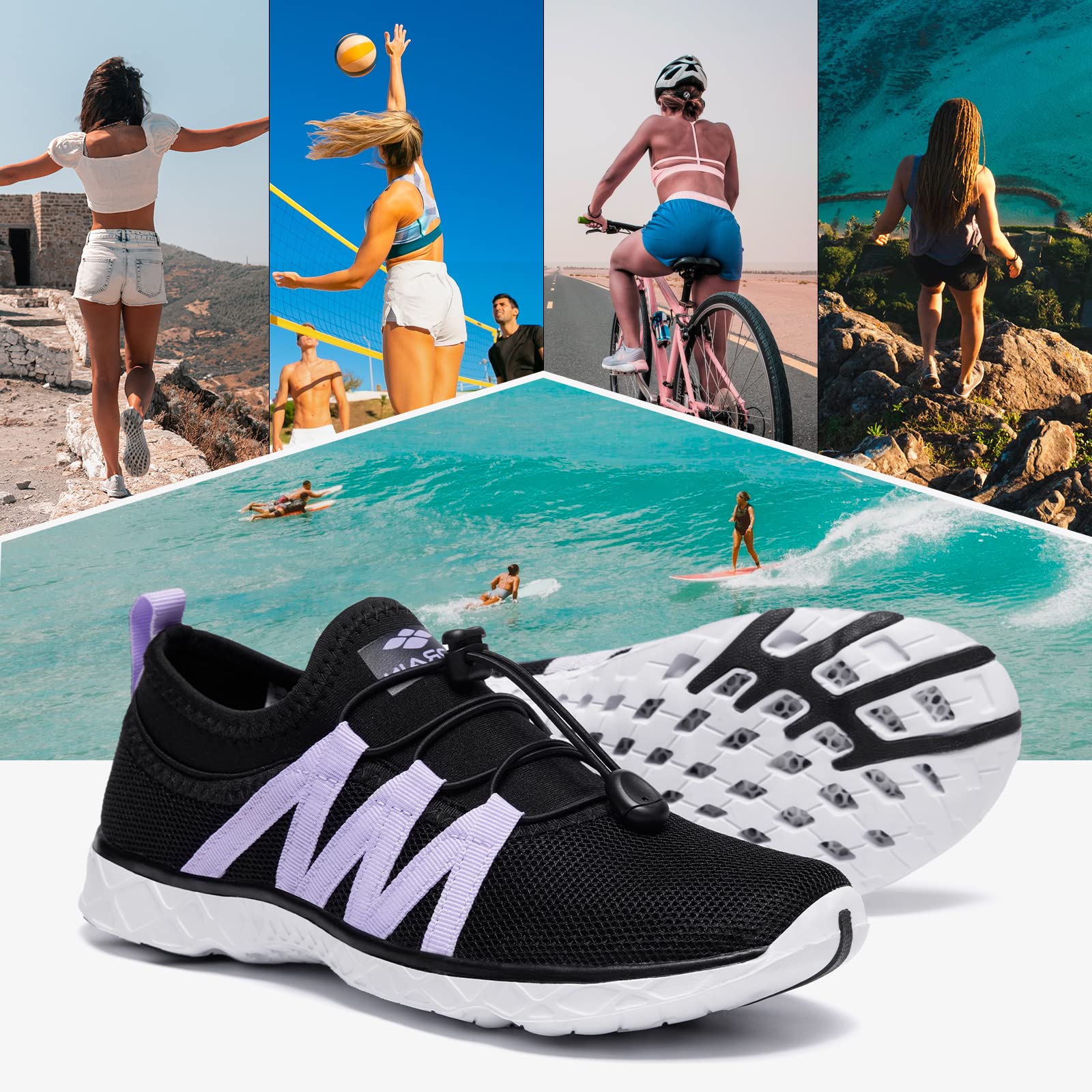 Aleader Women's Quick-Dry Mesh Slip-On Water Shoes for Beach, Pool, Yoga & Travel - Lightweight & Comfortable Aqua Shoes
