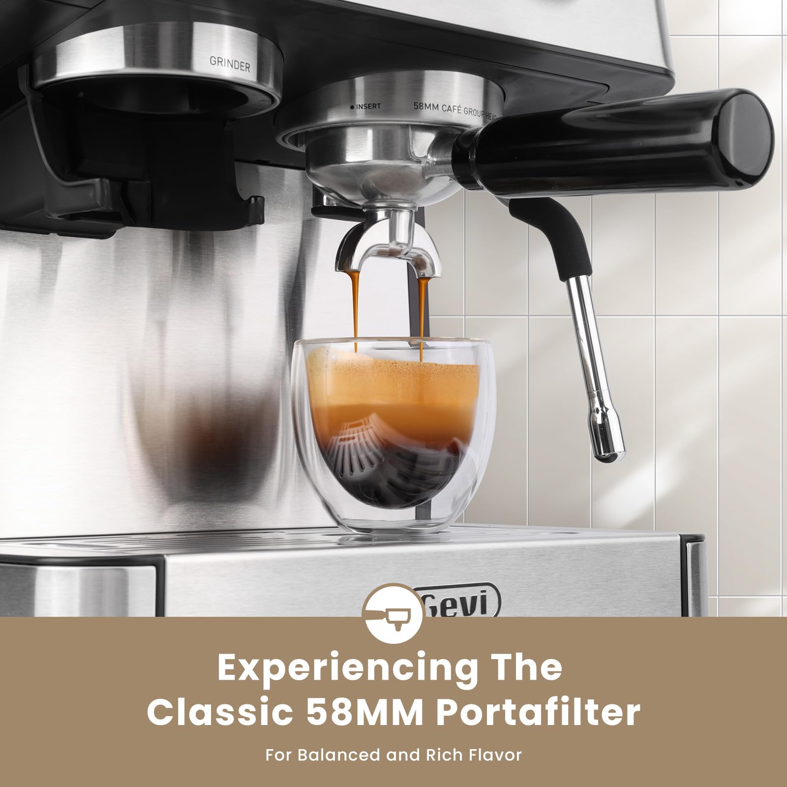 Gevi 20 Bar Espresso Machine with Built-in Grinder & Milk Frother - Professional Home Coffee Maker for Espresso, Cappuccino & Latte - 2.3L Large Water Tank (Perfect for Home Baristas & Coffee Lovers)