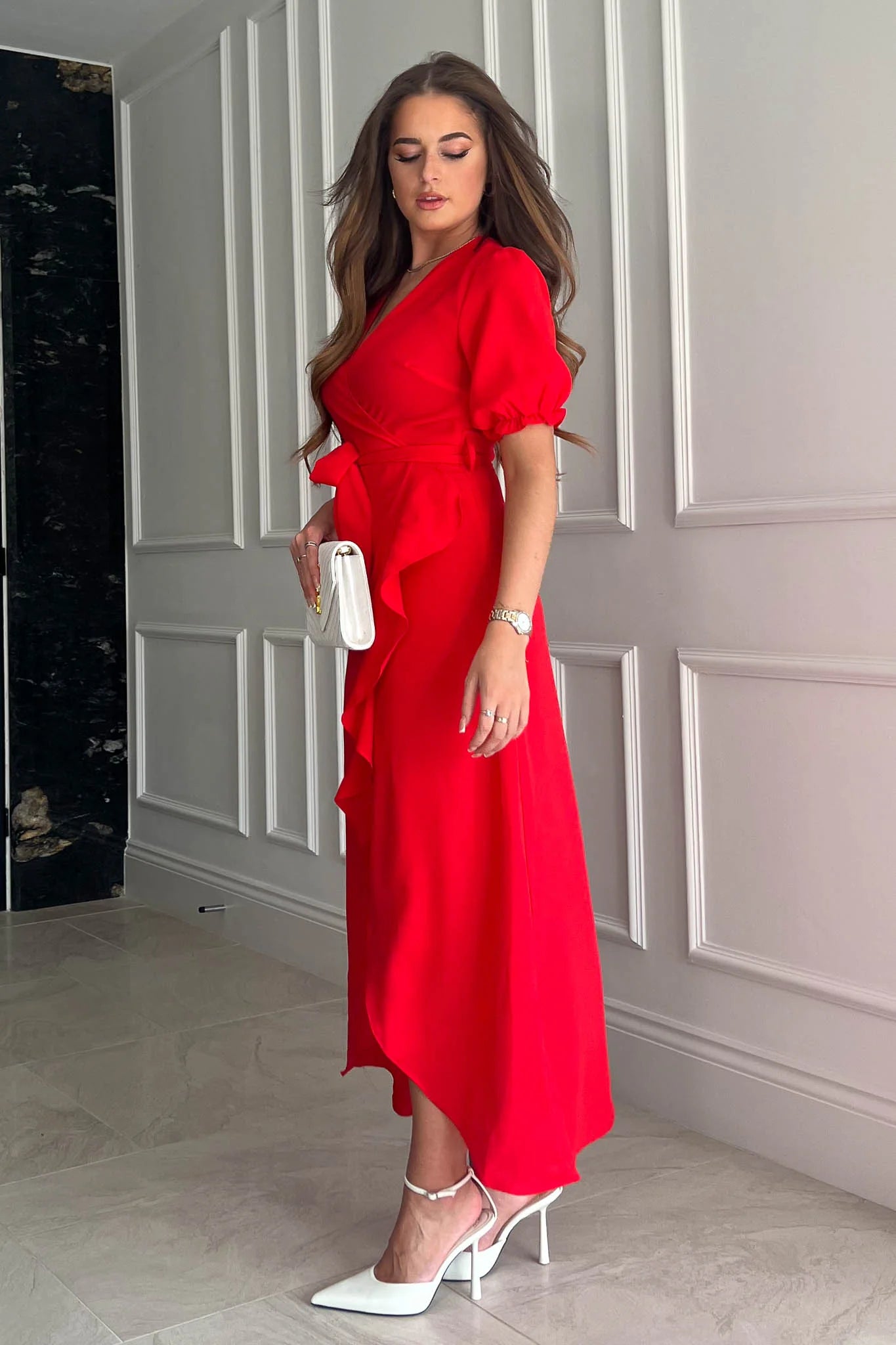LEONA Women's Red Dress - Elegant & Comfortable Casual Wear for Parties, Dates & Everyday Outfits