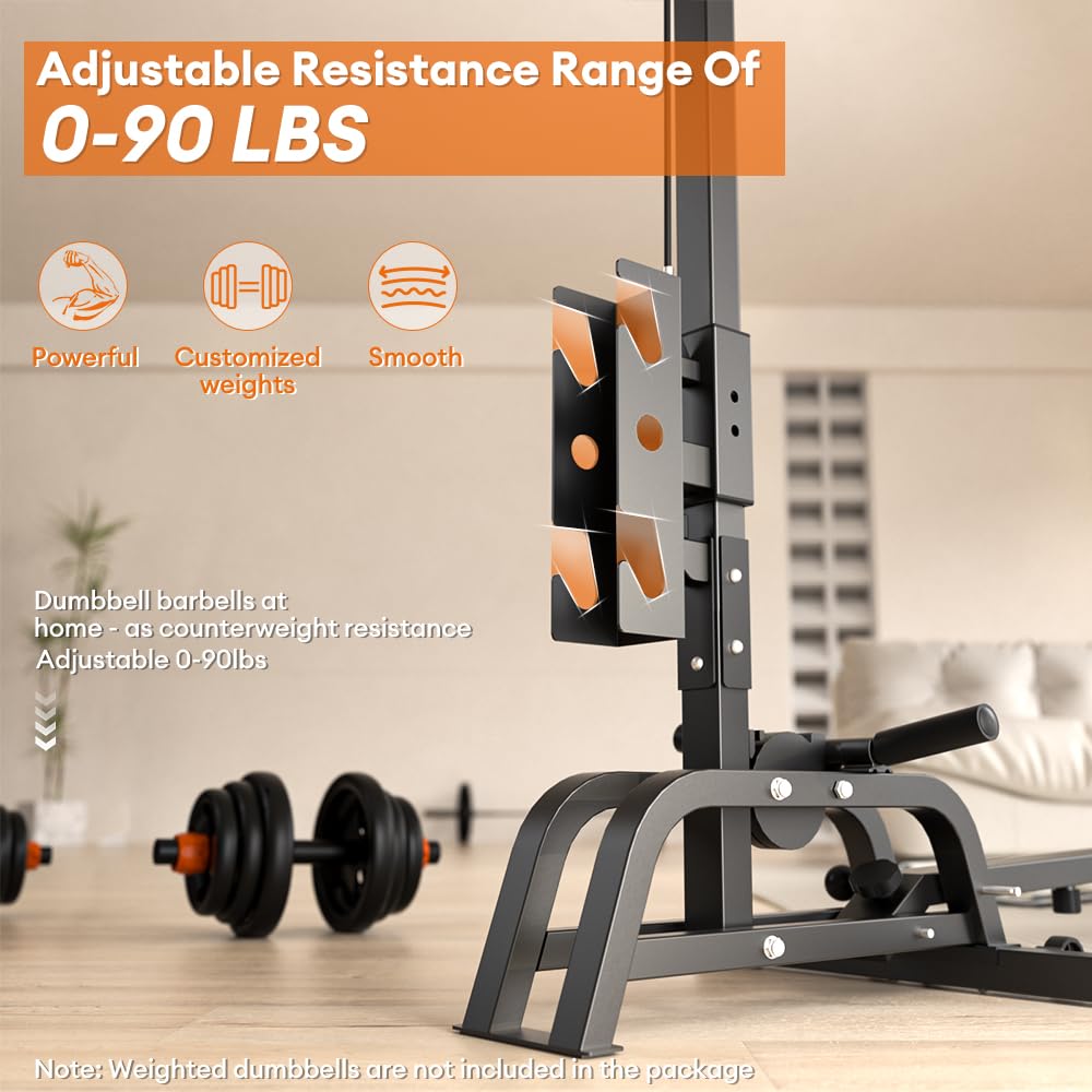 ONETWOFIT 2-in-1 Foldable Rowing Machine & LAT Pull Down Machine - 300lbs Capacity Compact Home Gym Equipment for Full Body Workout | Perfect for Small Spaces, Cardio & Strength Training