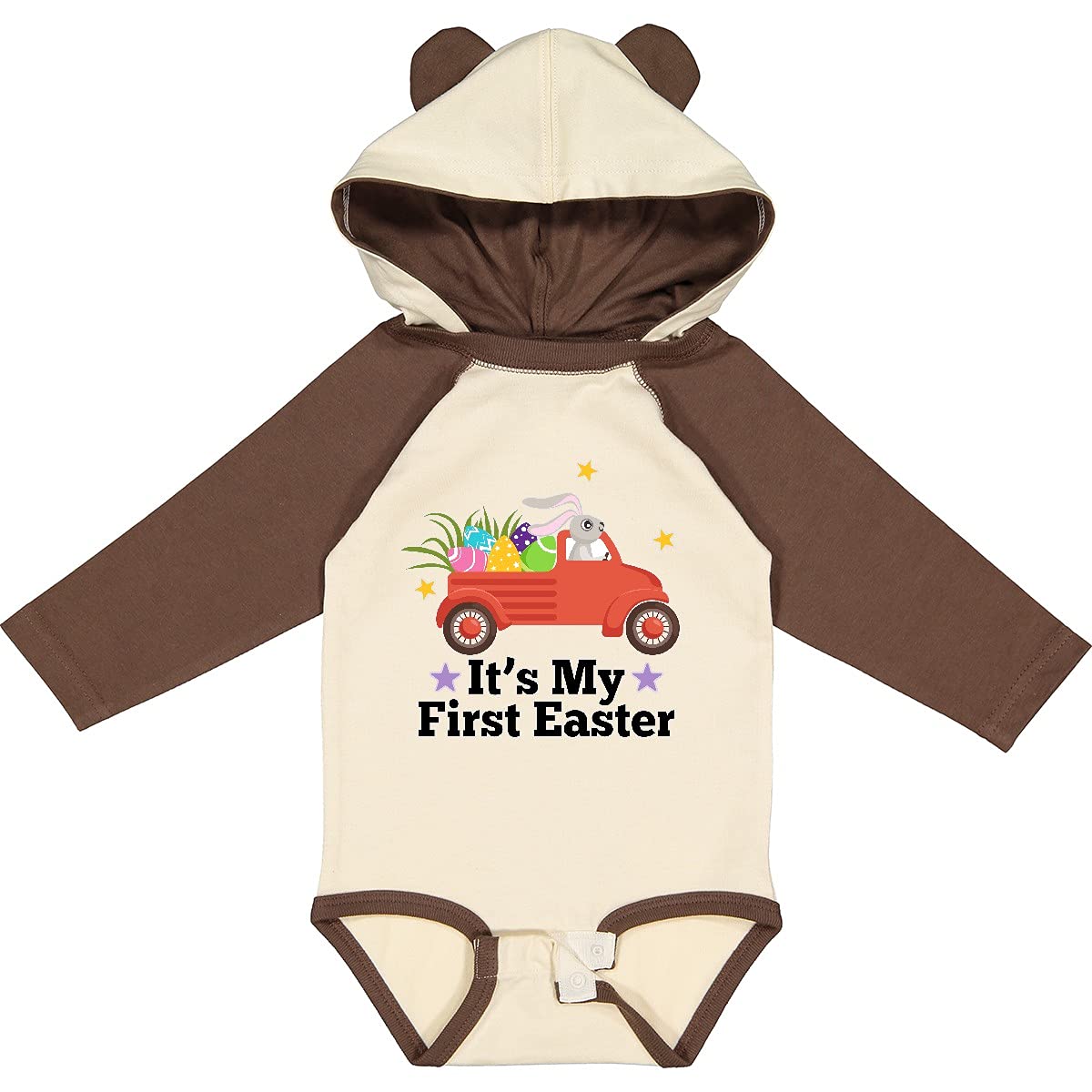 Inktastic First Easter Bunny Egg Truck Long Sleeve Baby Bodysuit - Adorable Easter Outfit for Newborns & Infants - Perfect for Easter Photos, Family Gatherings & Spring Celebrations