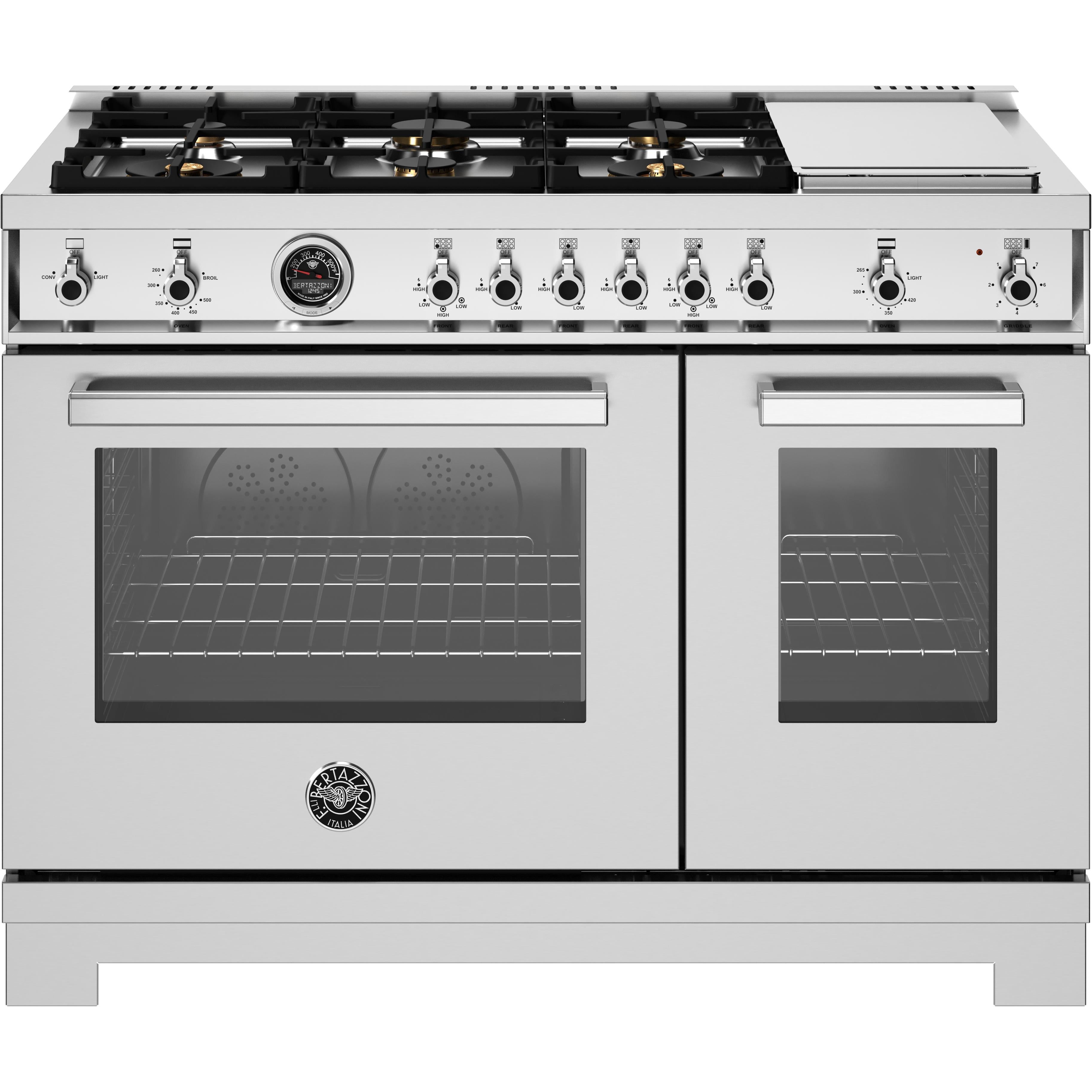Bertazzoni PRO486BTFGMXT 48-Inch Freestanding Gas Range - Professional Series with 6 Burners & Griddle - Perfect for Home Chefs & Gourmet Cooking