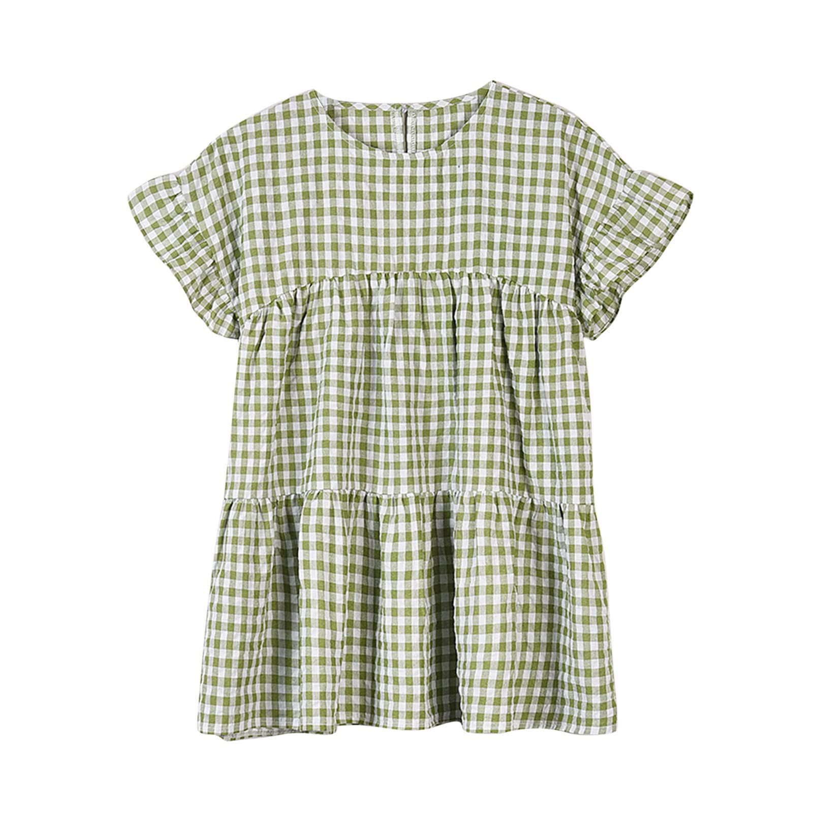 Women's Casual Green Check Print Ruffle Sleeve Blouse - Loose Fit Paneled Shirt for Spring Summer Outfits | Perfect for Office, Date Night & Weekend Wear