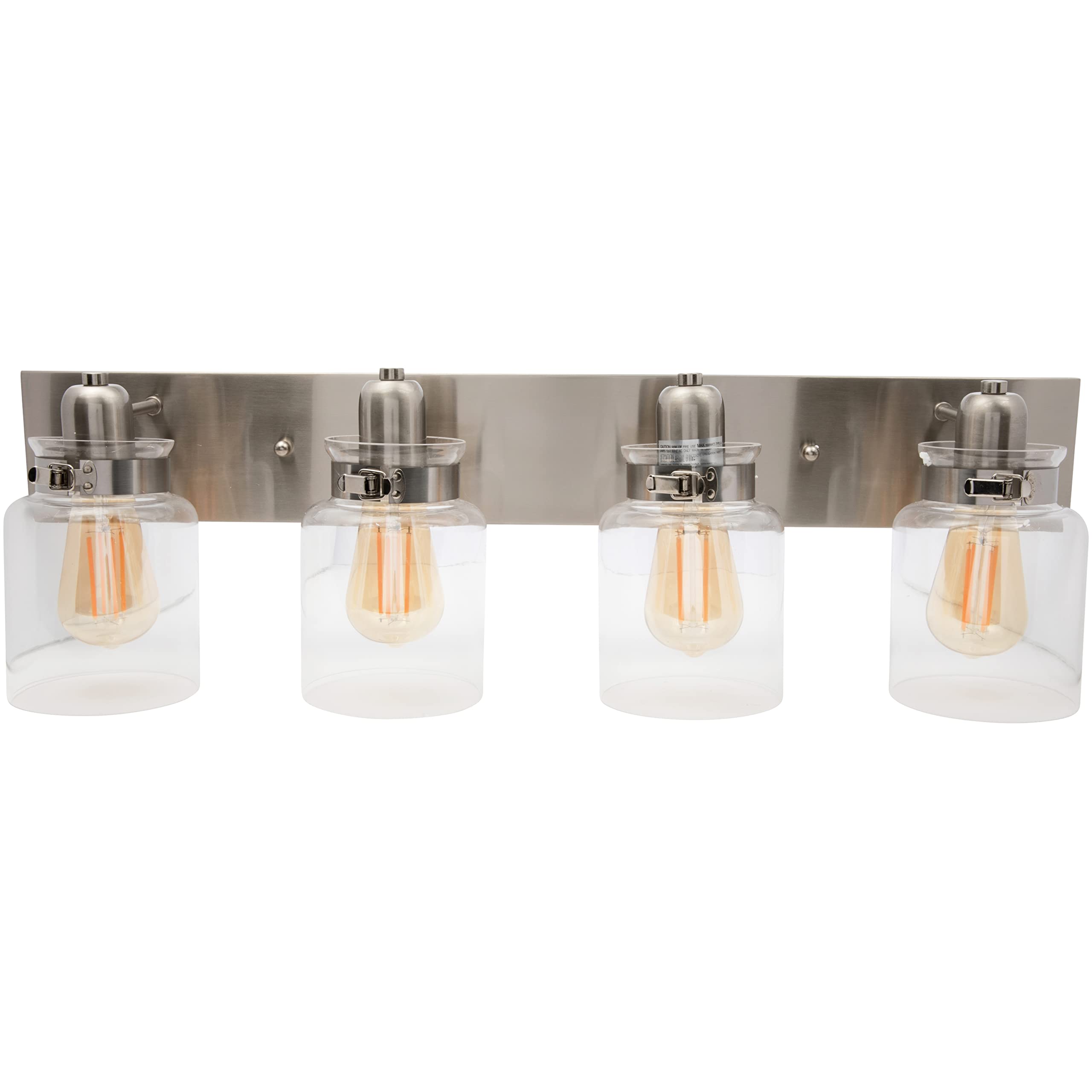 Modern Bathroom Vanity Light Fixture - Brushed Nickel 4-Light Wall Sconce for Bathroom Mirror Lighting | Perfect for Home Renovation & Spa-Style Decor