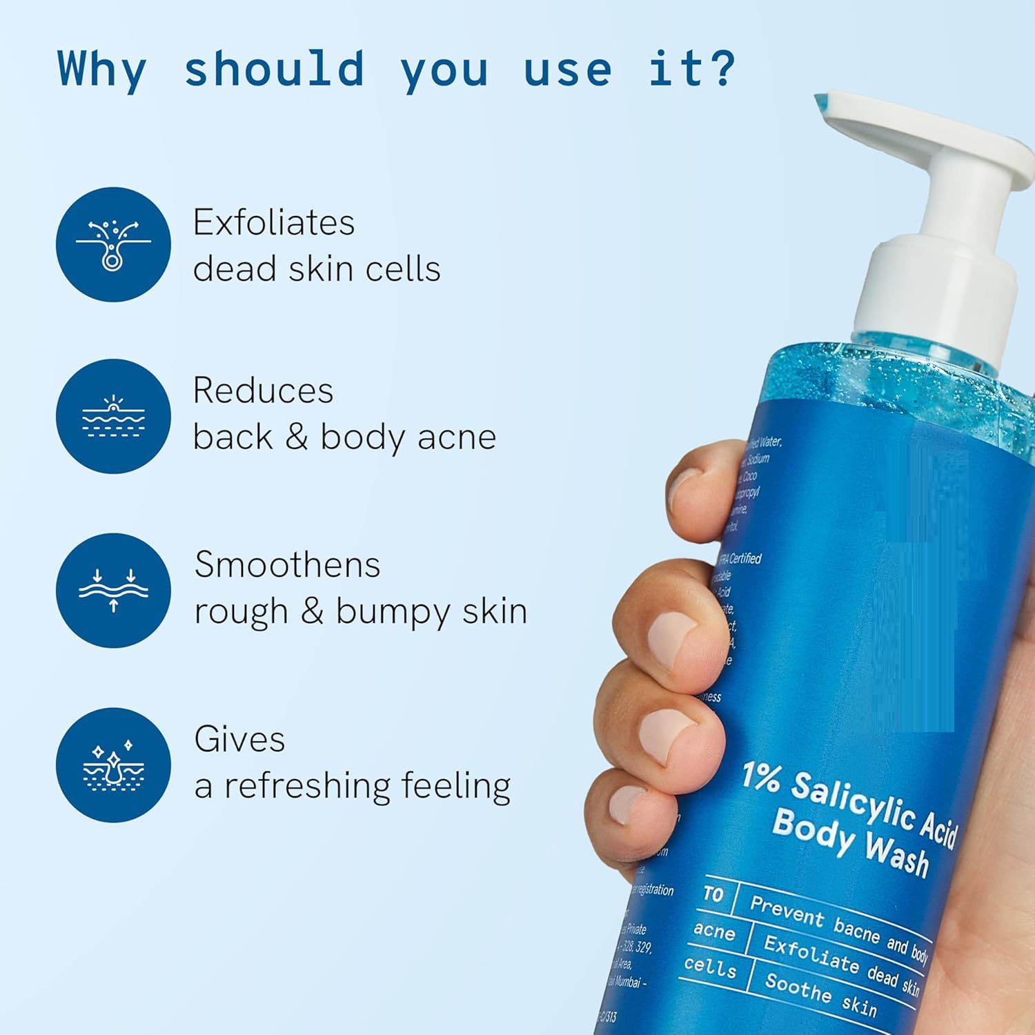 1% Salicylic Acid Body Wash for Acne-Prone Skin - 500ml | Prevents Body Acne & Deep Cleanses Pores | Paraben-Free, SLS-Free Formula | Pack of 2 | Ideal for Post-Workout Shower & Daily Skincare Routine