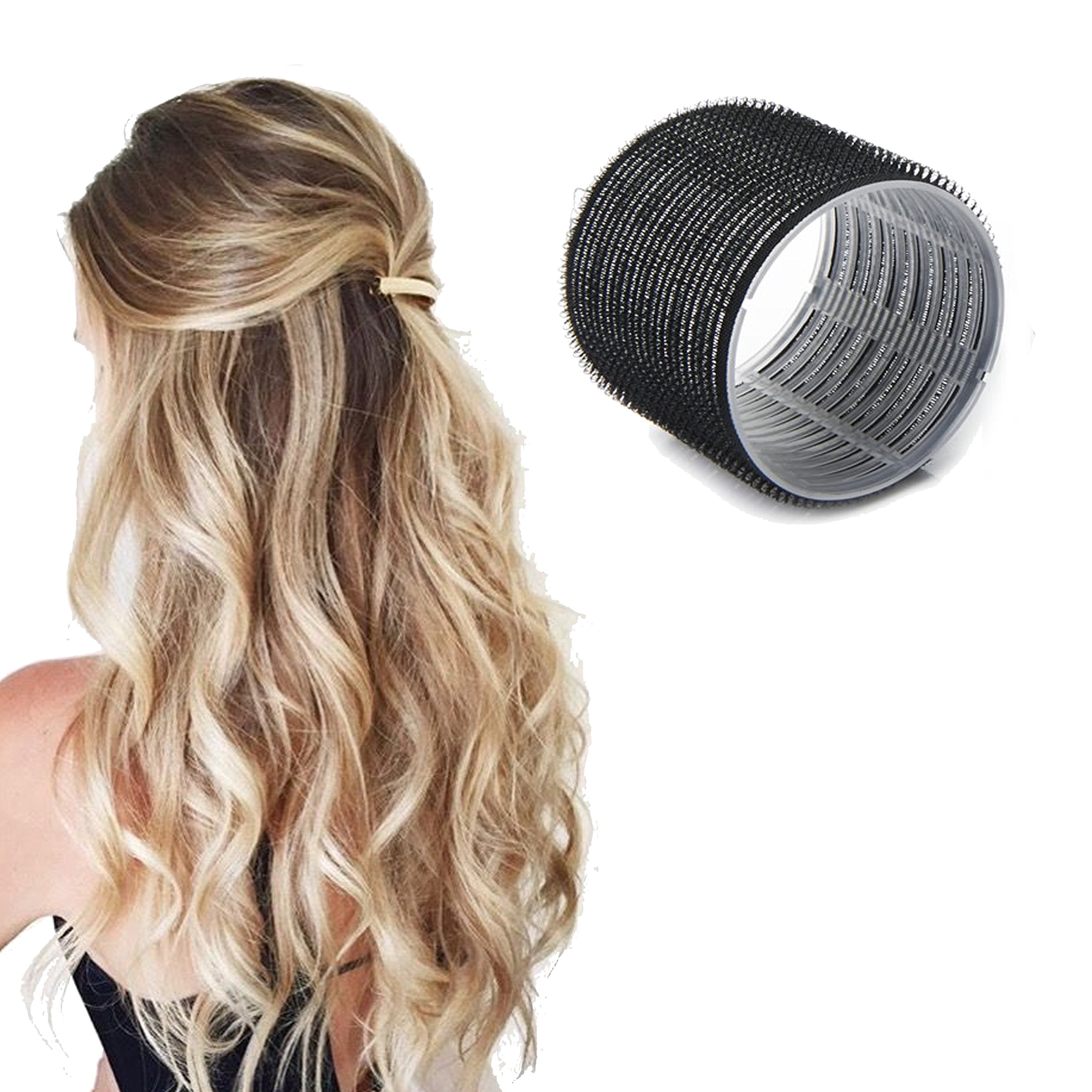 Professional Large Black Cling Hair Rollers Set of 4 - Styling Tools for Salon-Quality Curls at Home | Perfect for Daily Hairstyling, Special Occasions & Volume Boosting