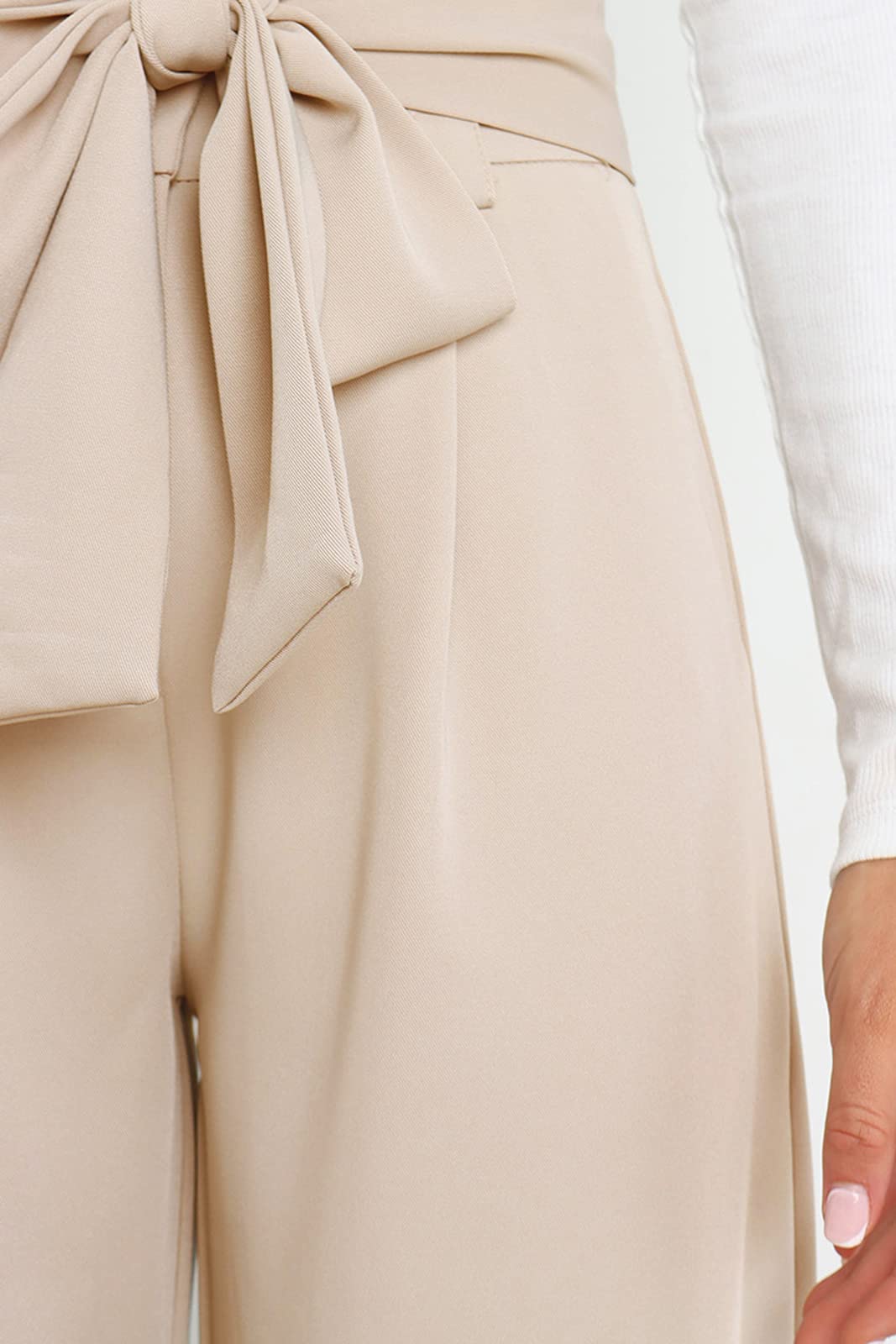 Women's High Waisted Wide Leg Pants - Stretch Elastic Back Waistband Business Office Work Trousers - Long Straight Leg Suit Pants for Professional Women | Perfect for Office, Meetings & Formal Occasions