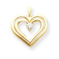 14K Gold AA Diamond Heart Pendant Necklace for Women - Elegant Valentine's Day Gift & Anniversary Jewelry for Her
