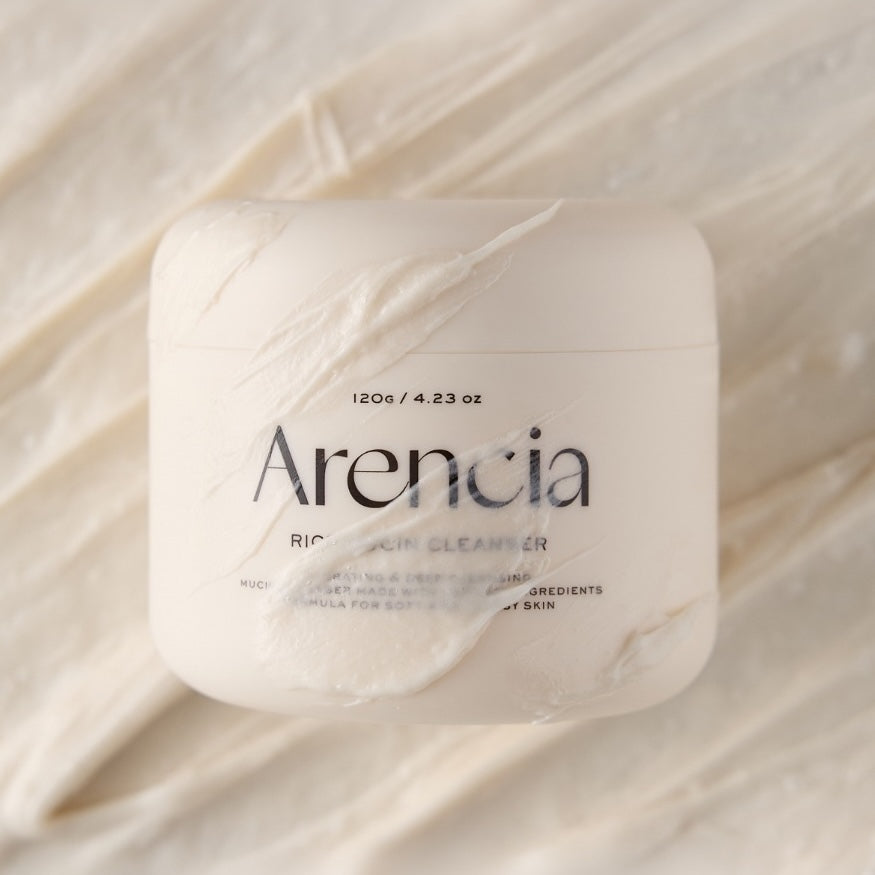 Arencia Rice Mucin Cleanser 120g - Korean Skincare for Hydration & Brightening - Perfect for Dry & Sensitive Skin - Daily Facial Cleanser for Glowing Complexion