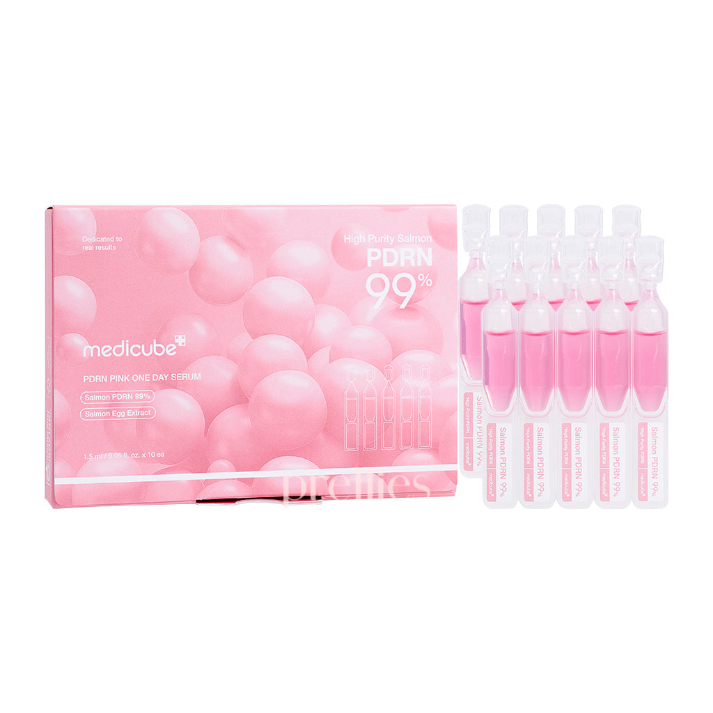 Medicube PDRN Pink One Day Serum Set - 1.5ml x 10pcs - Hydrating & Brightening Facial Treatment for Daily Skincare Routine