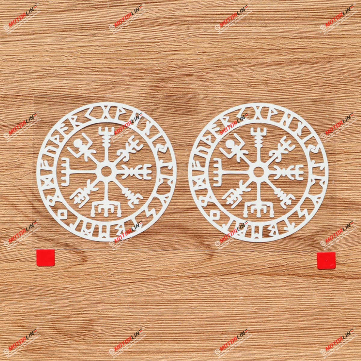 Vegvisir Viking Runic Compass Decal Sticker - 2 Pack White Vinyl Norse Odin Symbol - 3 Inches No Background - Perfect for Car, Boat, Laptop, Phone, Notebook & DIY Projects - Waterproof & Durable Norse Mythology Decor