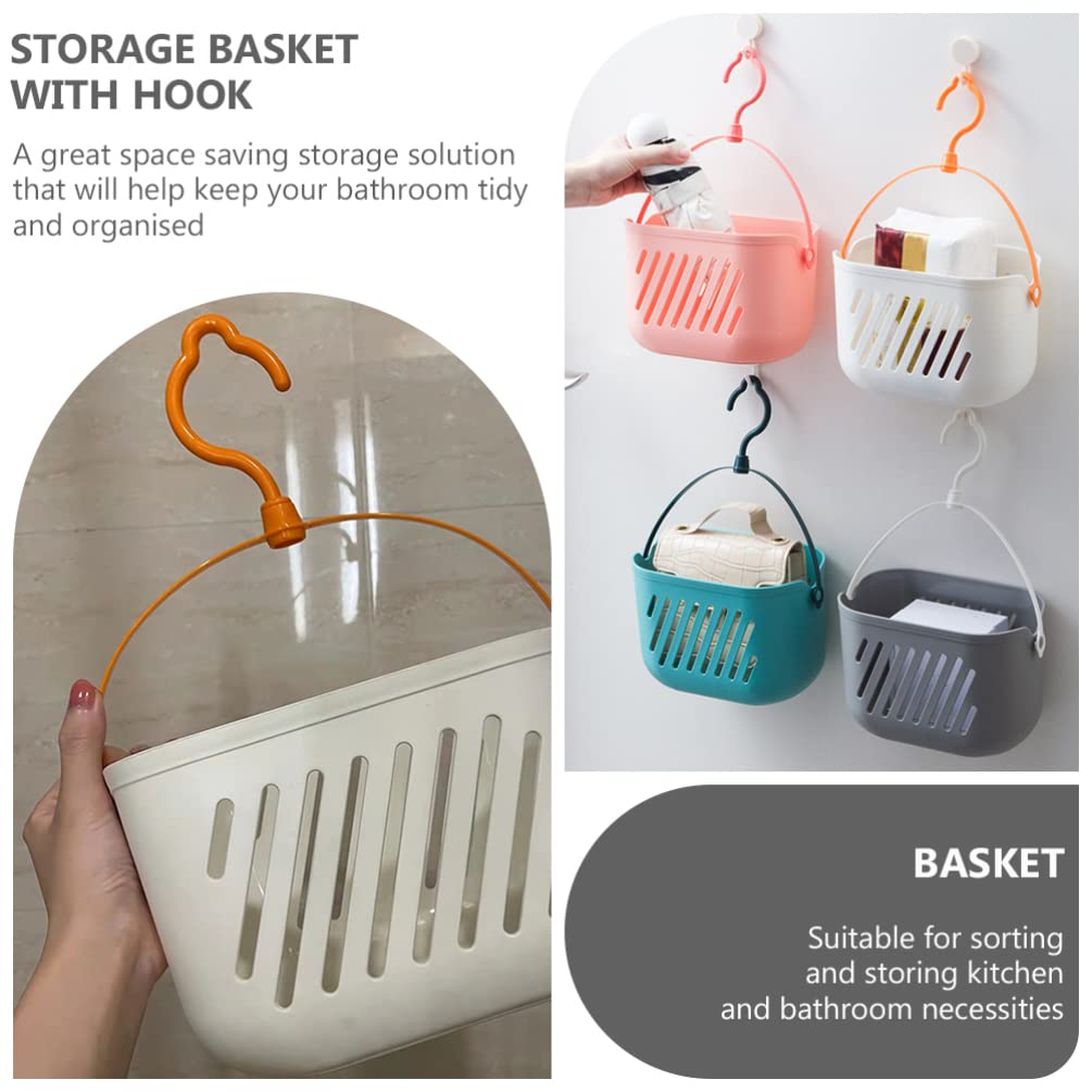 Angoily Plastic Hanging Shower Basket - Portable Storage Organizer with Hook for Bathroom, Kitchen, Pantry & Dorm Room | Space-Saving Solution for Shower Essentials, Toiletries & Kitchen Supplies