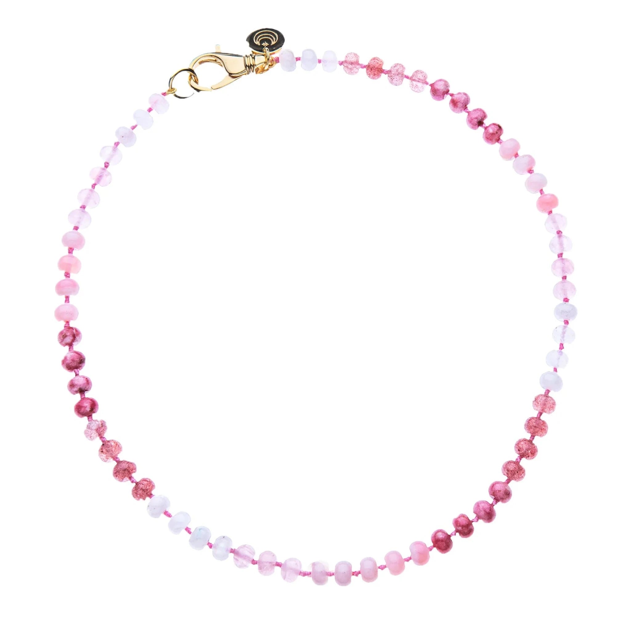 Jane Win Pink Ombre Carved Stone Beaded Necklace for Women - Handmade Boho Chic Jewelry Gift for Birthday, Anniversary & Special Occasions