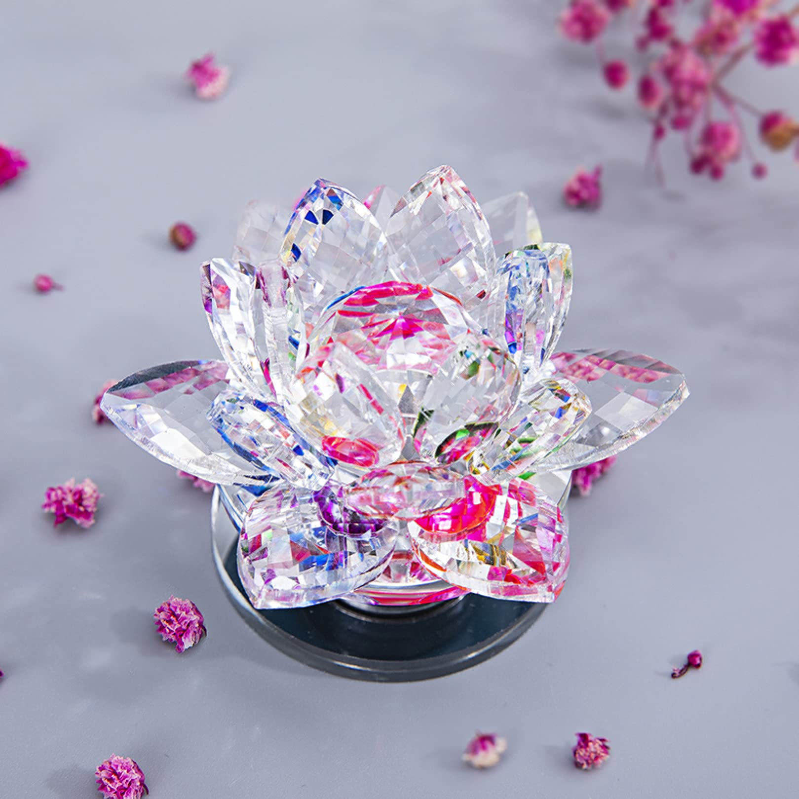 Crystal Lotus Flower Statue - Home Decor & Gift for Teacher, Valentine's Day