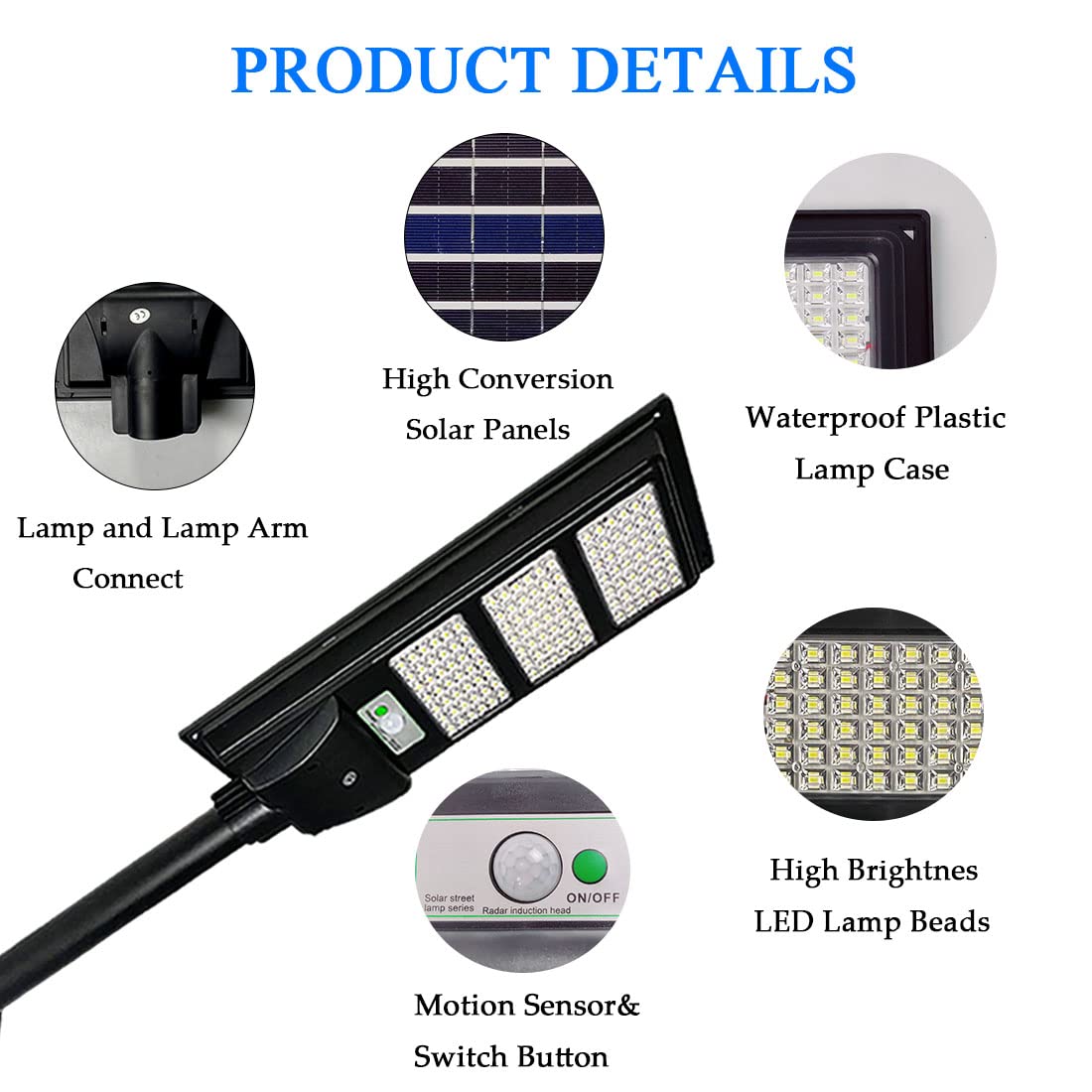 20000LM Solar Street Lights Outdoor - Dusk to Dawn Motion Sensor Security Lighting for Streets, Yards, Parking Lots (2 Pack) - Weatherproof & Energy Efficient Solar Powered Lights for Home & Commercial Use