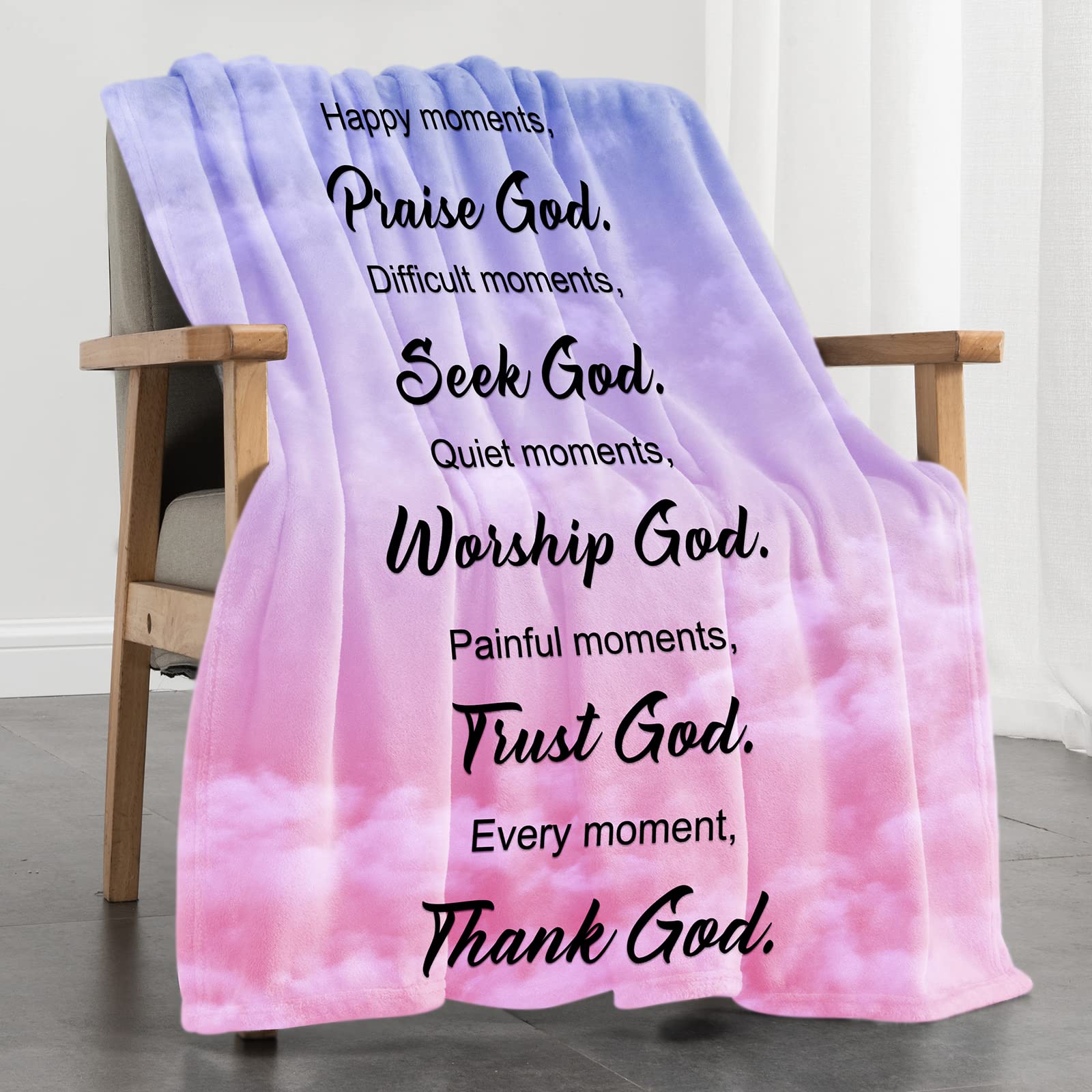 Christian Bible Verse Throw Blanket - OHDS Healing Spiritual Prayer Blanket, Soft Flannel Fleece Bed Blanket 40
