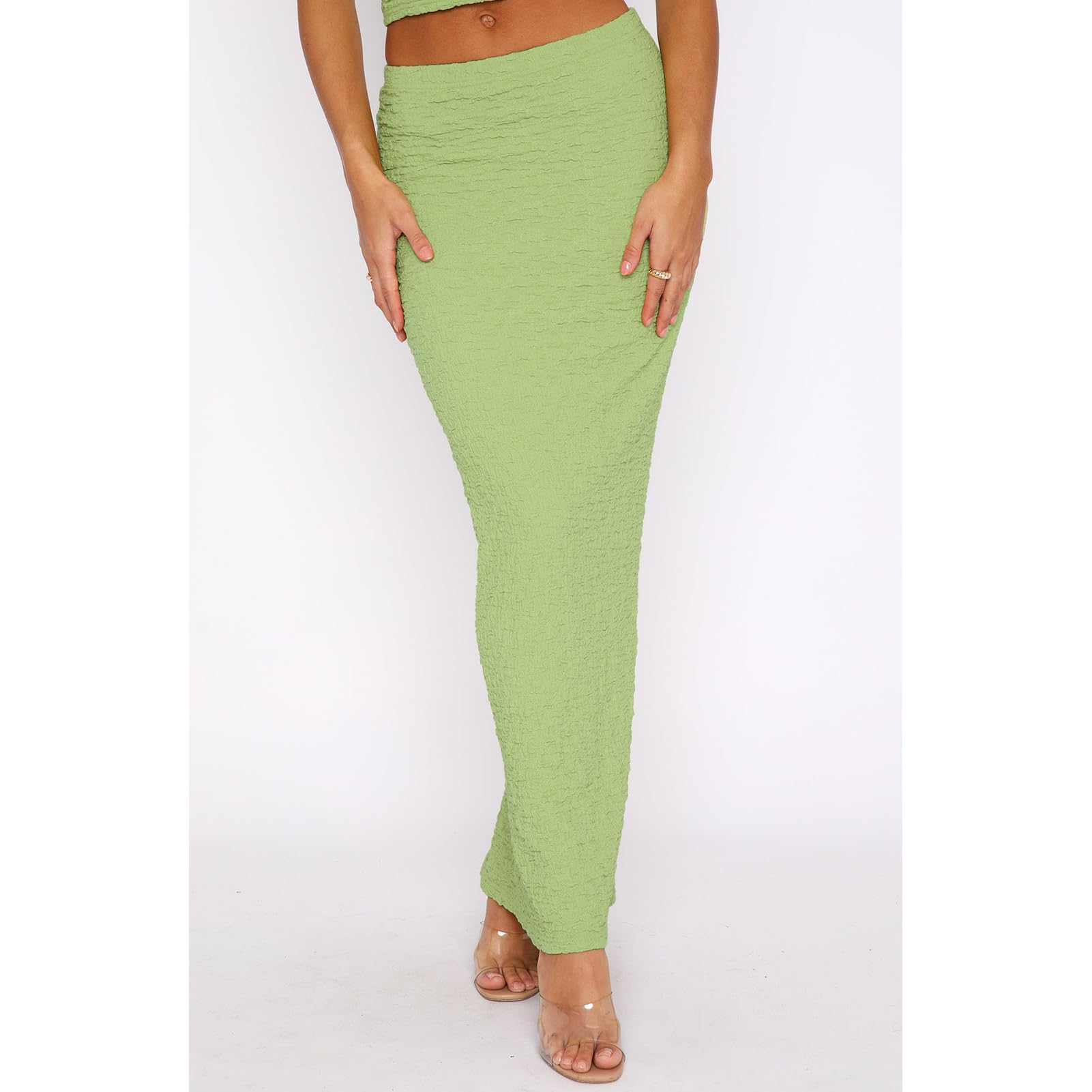 Sexy Women's Two Piece Skirt Outfit - Sleeveless Tube Top & Bodycon Maxi Dress Set | Y2K Summer Vacation Outfit for Beach, Party & Date Night
