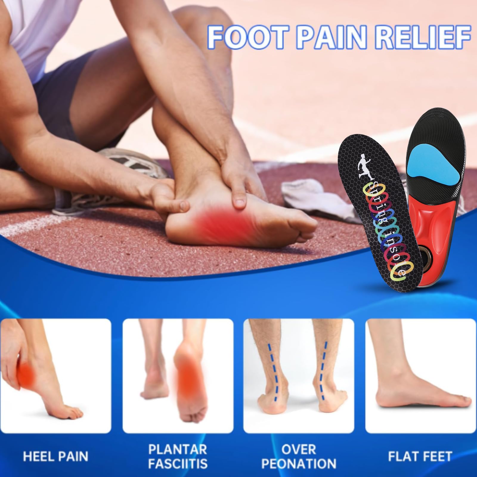 **Plantar Fasciitis Arch Support Insoles for Men & Women – Heavy Duty Orthotic Insoles with Airbag Springs, Supports Over 220 Lbs, High Shock Absorption – Ideal for Work Boots, Running & Standing All Day (Black, Medium)**