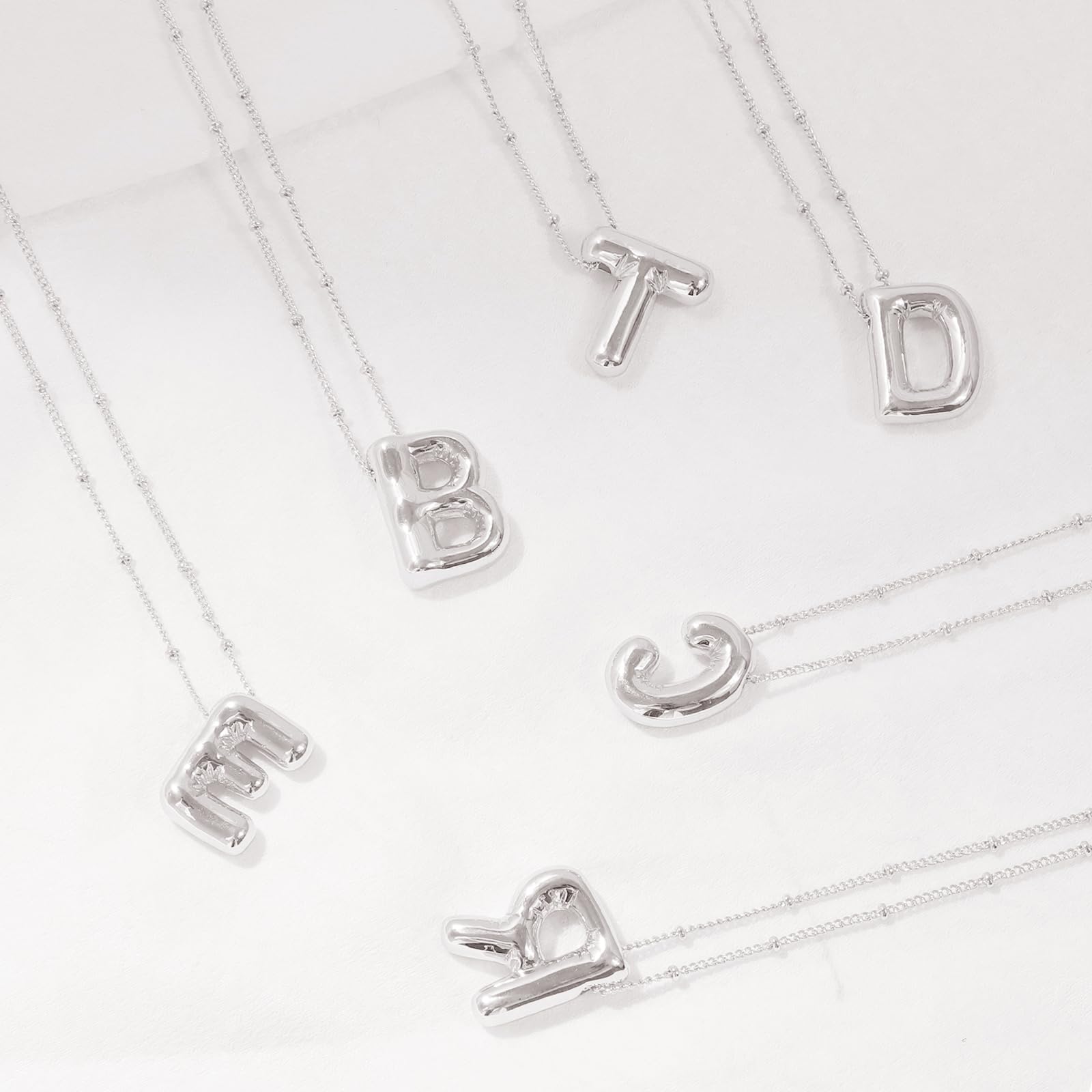 YANCHUN Gold Plated Bubble Letter Necklace for Women - Personalized Initial Charm Necklace, Christmas Gift for Her, Alphabet Stocking Stuffer - Perfect for Holiday Parties & Gifting