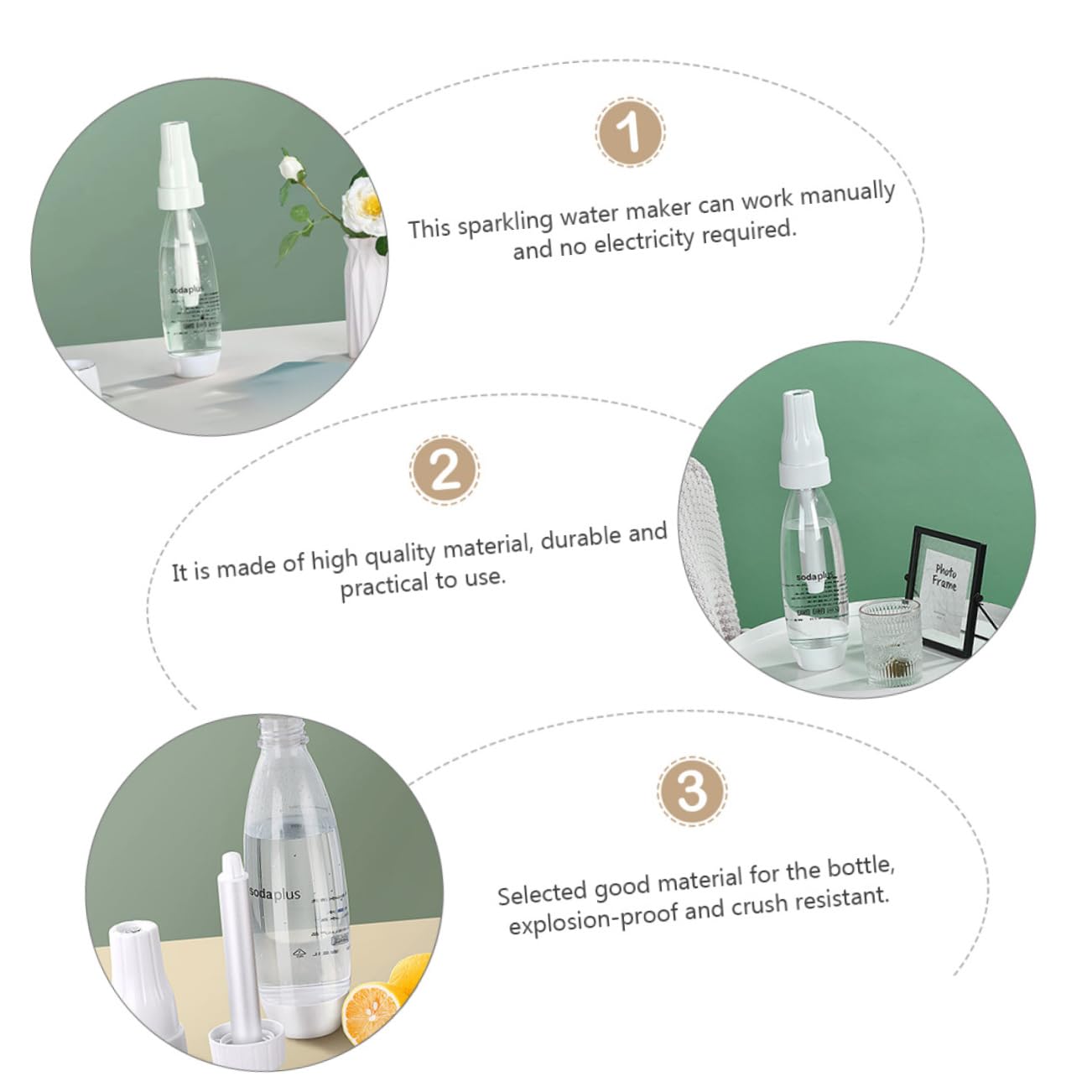 Alipis 3-Piece Manual Sparkling Water Maker Kit - Home Carbonated Water Machine for Soda, Cocktails & Healthy Drinks | Perfect for Kitchen, Parties & Outdoor Activities