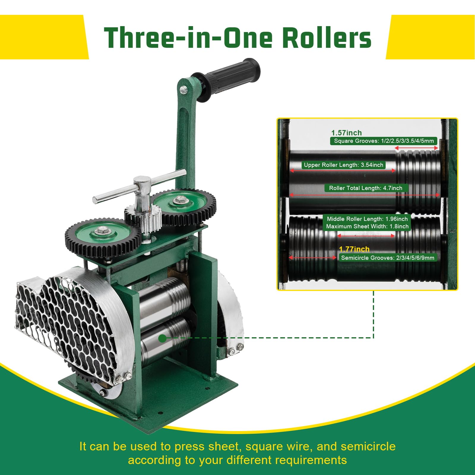 3-in-1 Manual Jewelry Rolling Mill Machine - 4.7