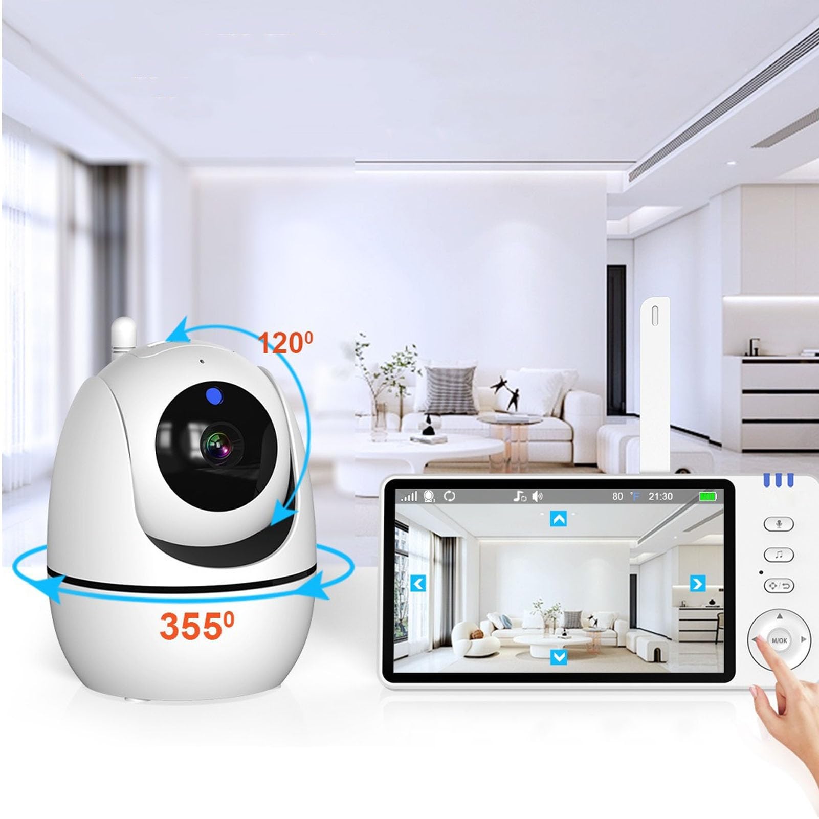 5 Inch HD Baby Monitor with Cry Detection & Night Vision - 100-240V Security Camera for Nursery, Pet Room - US Plug (Perfect for New Parents & Pet Owners)