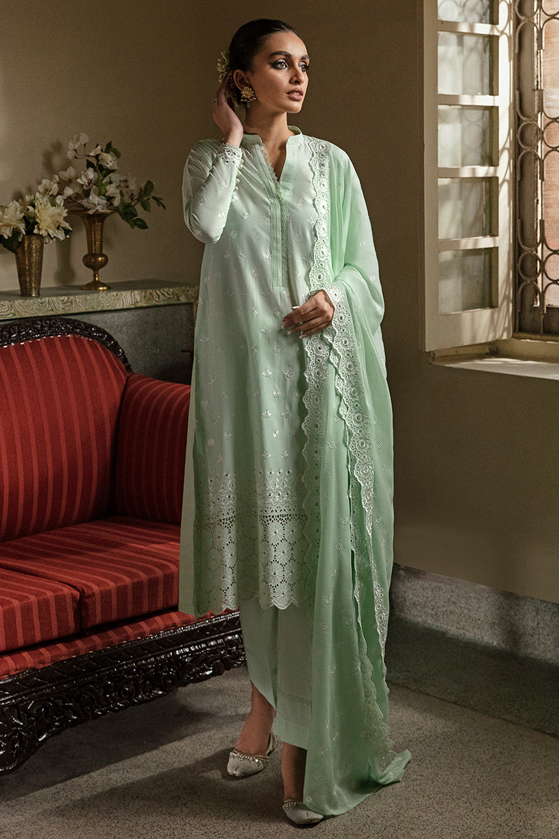 Elegant Mint Voyage 3-Piece Chikankari Lawn Suit Set - Perfect for Weddings, Parties & Summer Outfits