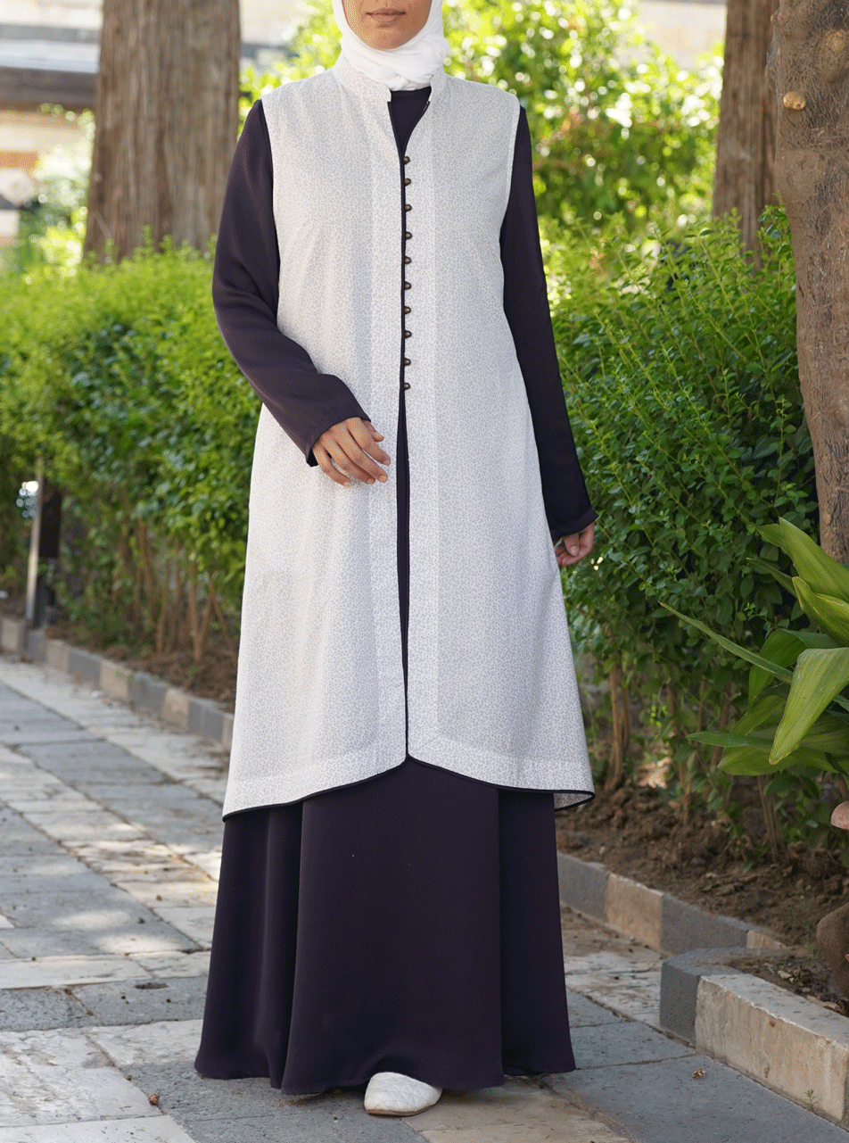 Stylish Printed Jacket & Abaya Set - Trendy Islamic Fashion for Women - Perfect for Eid, Prayer & Modest Daily Wear