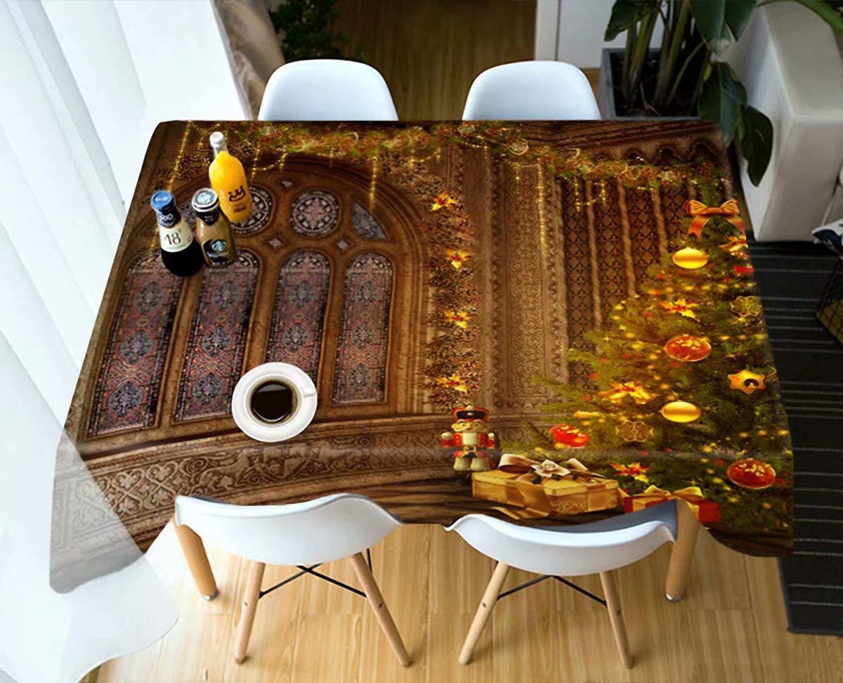 Redida Christmas Square Tablecloth 85x85 Inch - Festive Holiday Polyester Table Cover for Family Gatherings, Christmas Dinner & Home Decor - Perfect for Holiday Parties, Gift Wrapping & Seasonal Celebrations