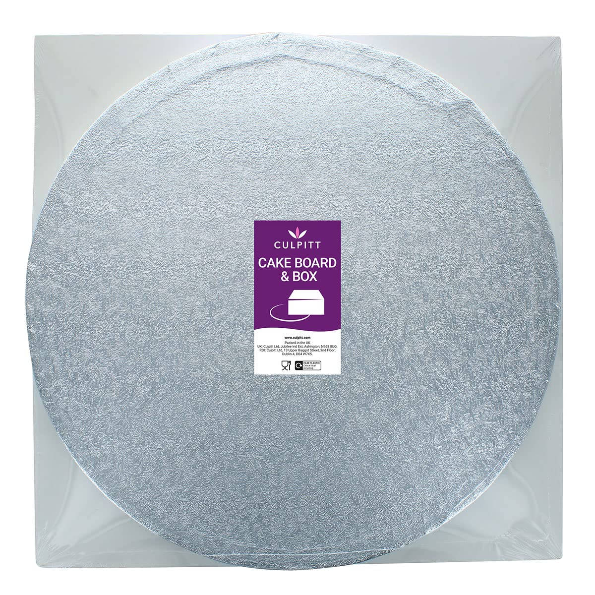 Culpitt 12-Inch Round Silver Cake Drum Board with White Cake Box - Professional Baking Supplies for Wedding, Birthday & Party Cakes