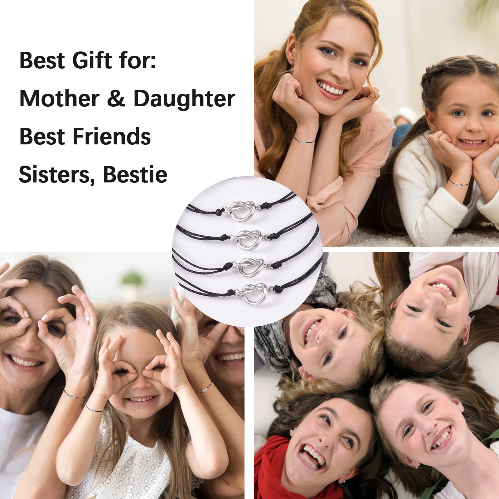 Best Friendship Knot Infinity Bracelets for Women - Matching BFF Jewelry Set for Bestie, Sister, Daughter (2/3/4/5 Pack) - Perfect Bridesmaid Gifts, Valentine's Day, Birthday & Wedding Party Presents - Great for Long Distance Friends, Anniversaries and Special Occasions