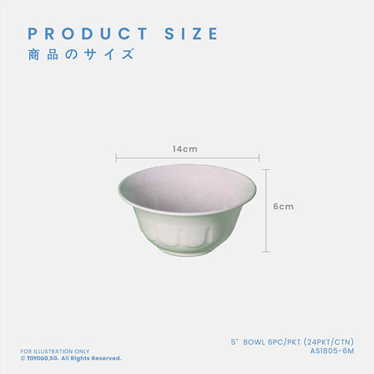 5-Piece Bowl Set, 6 Bowls per Pack (24 Packs per Carton) - Durable & Stylish for Kitchen, Dining, and Party Use - AS1805 6M