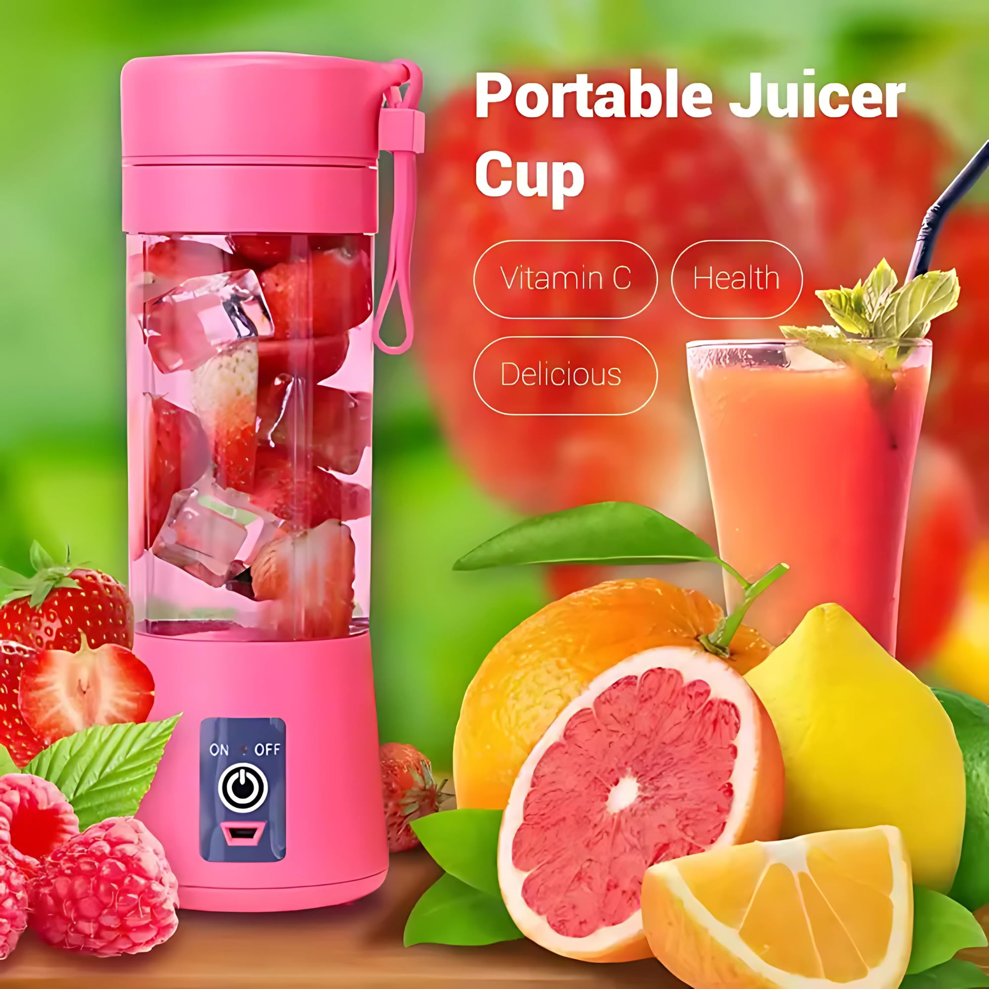 Portable USB Rechargeable 12 Oz Handheld Blender - Compact Travel Size with Powerful Motor for Smoothies, Protein Shakes, Baby Food & Juicing - Ideal for Kitchen, Camping, Gym & On-the-Go Blending