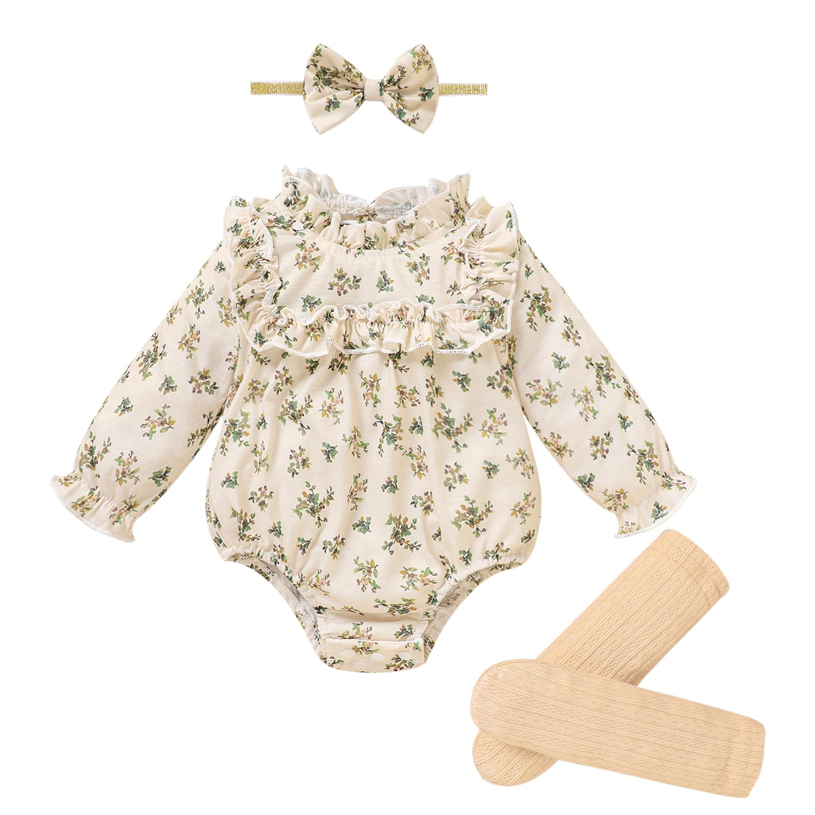 GRNSHTS Newborn Baby Girl Clothes - Cute Ruffle Romper Outfits Set for Toddlers | Fall & Winter Seasonal Wear | Perfect for Family Photos, Holiday Parties & Daily Playtime