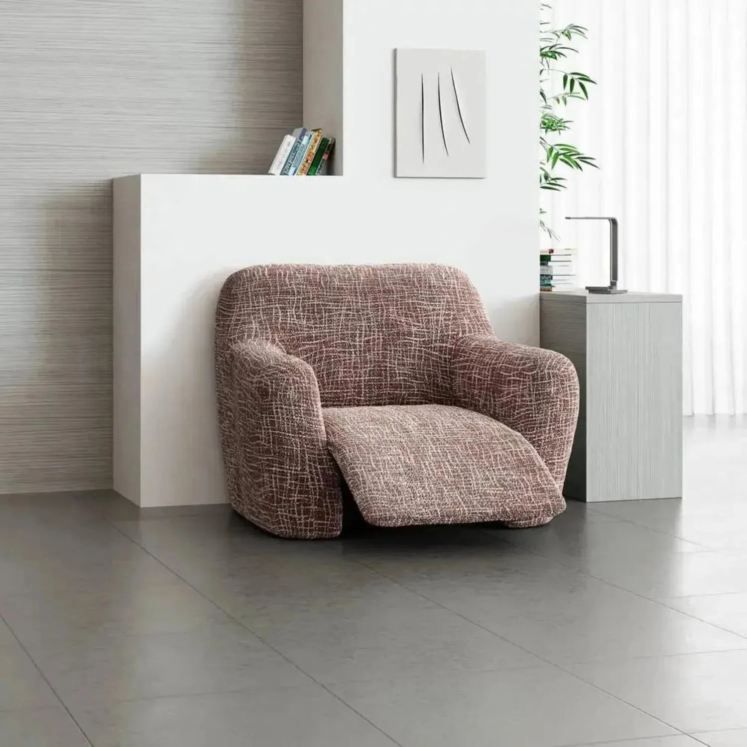 Microfiber Printed Reclining Armchair Slipcover - Stretchable Furniture Protector for Living Room, Bedroom & Home Theater