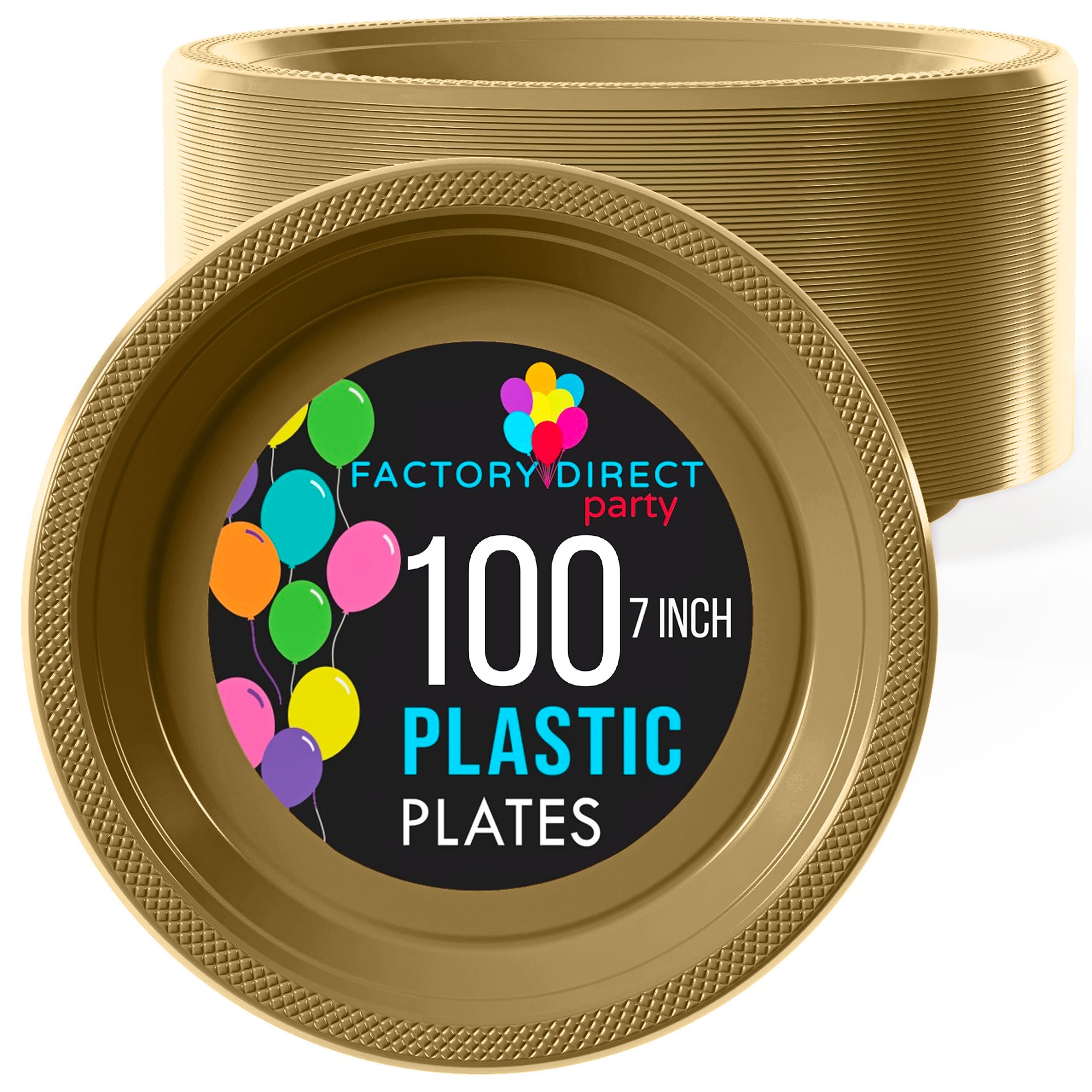 Premium 7-Inch Gold Plastic Dessert Plates - Elegant Disposable Salad Plates for Parties, Weddings & Events - 100-Pack Solid Color Tableware for Elegant Dining & Catering
