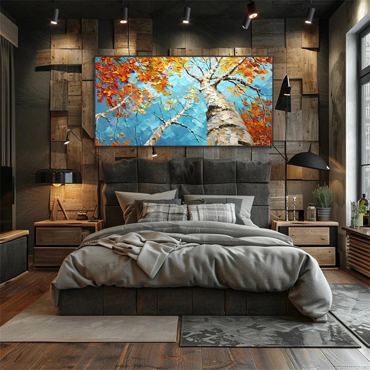 Beautiful Flower and Tree Painting #FT151 - Handmade Canvas Art for Home Decor, Living Room, Bedroom & Office Wall