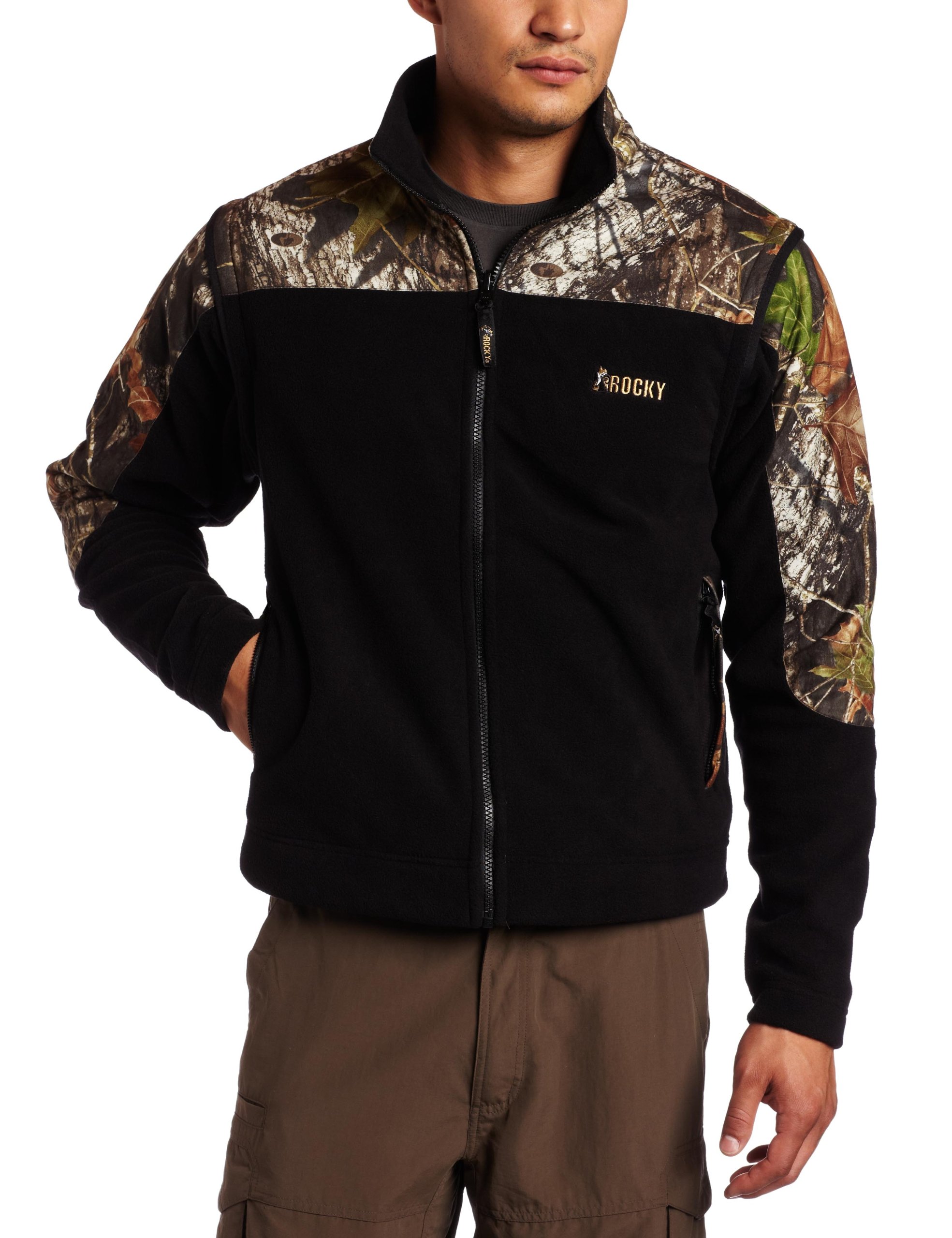Rocky Men's Warm Fleece Vest & Jacket Set - Lightweight Outdoor Hunting Hiking Camping Gear for Cold Weather